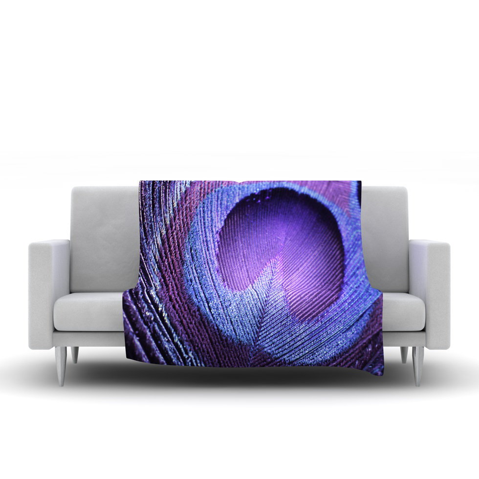 KESS InHouse Purple Peacock Fleece Throw Blanket & Reviews Wayfair