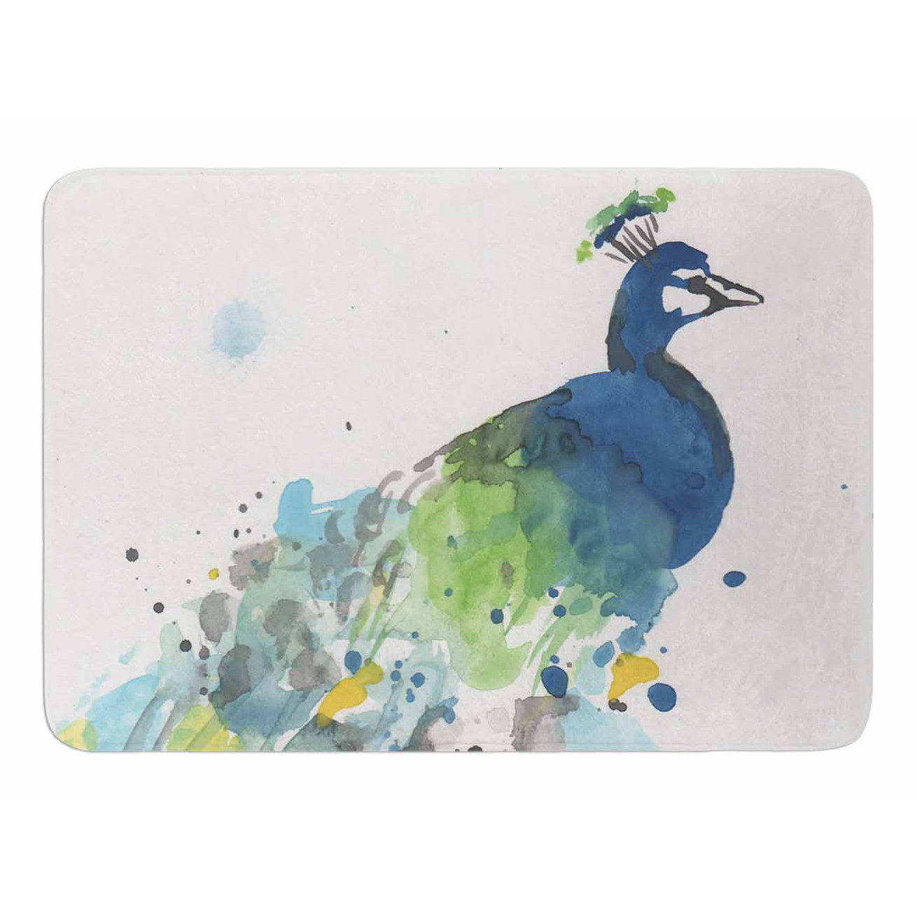 KESS InHouse Abstract Watercolor Peacock by Rebekah Bender Memory Foam