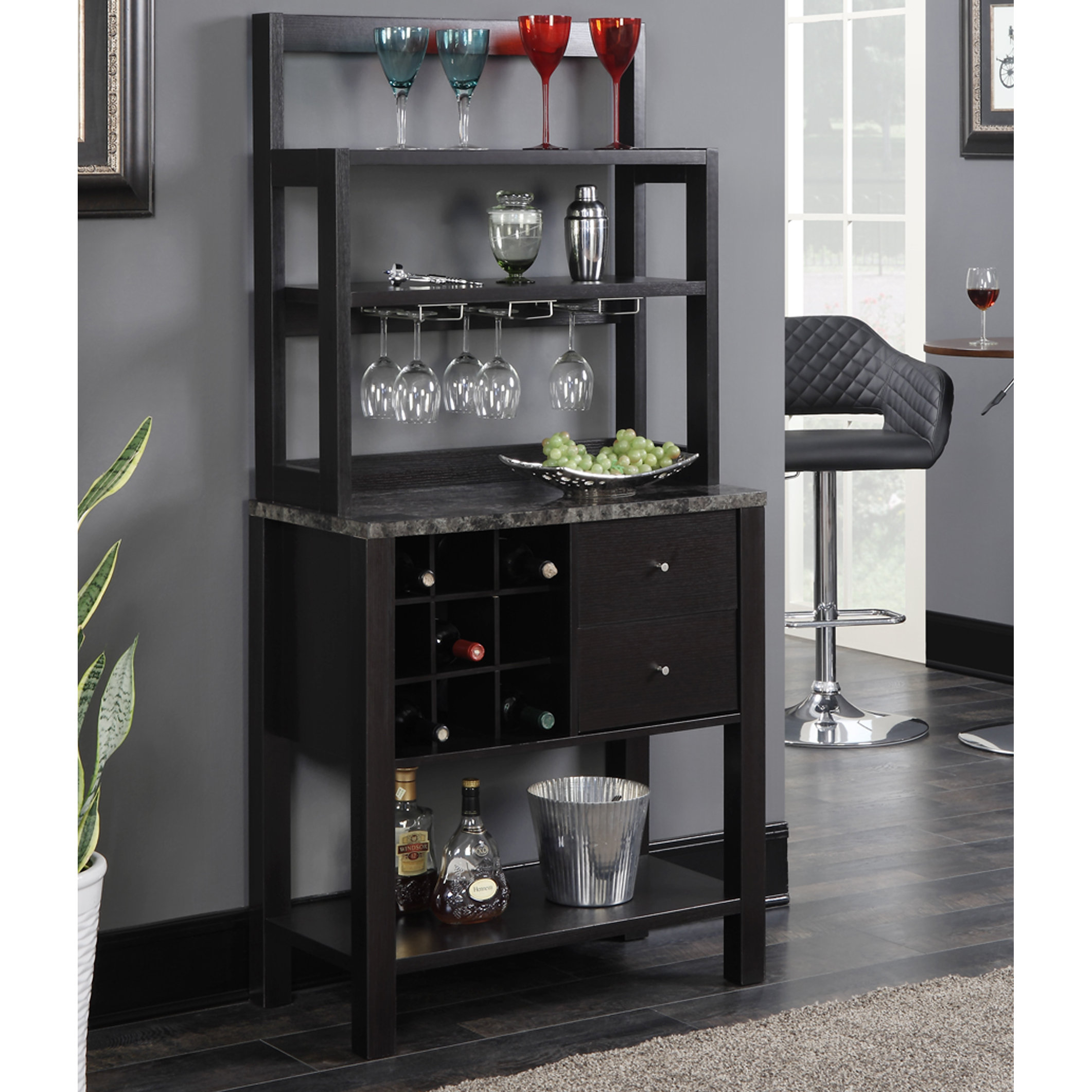 Convenience Concepts Newport Bar with Wine Storage & Reviews Wayfair