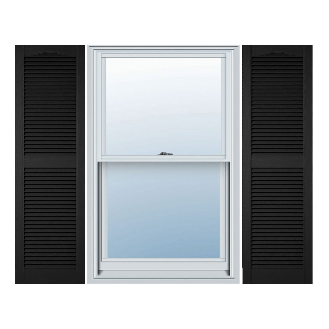 Ekena Millwork Vinyl Standard Cathedral Top Center Mullion Open Louver