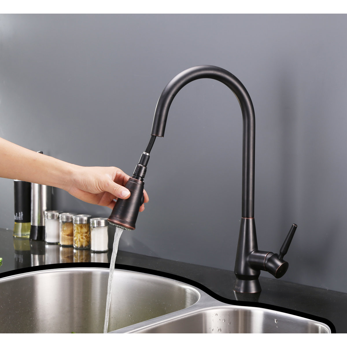 Ruvati Citadel Single Handle Kitchen Faucet with Pull Out Spray and