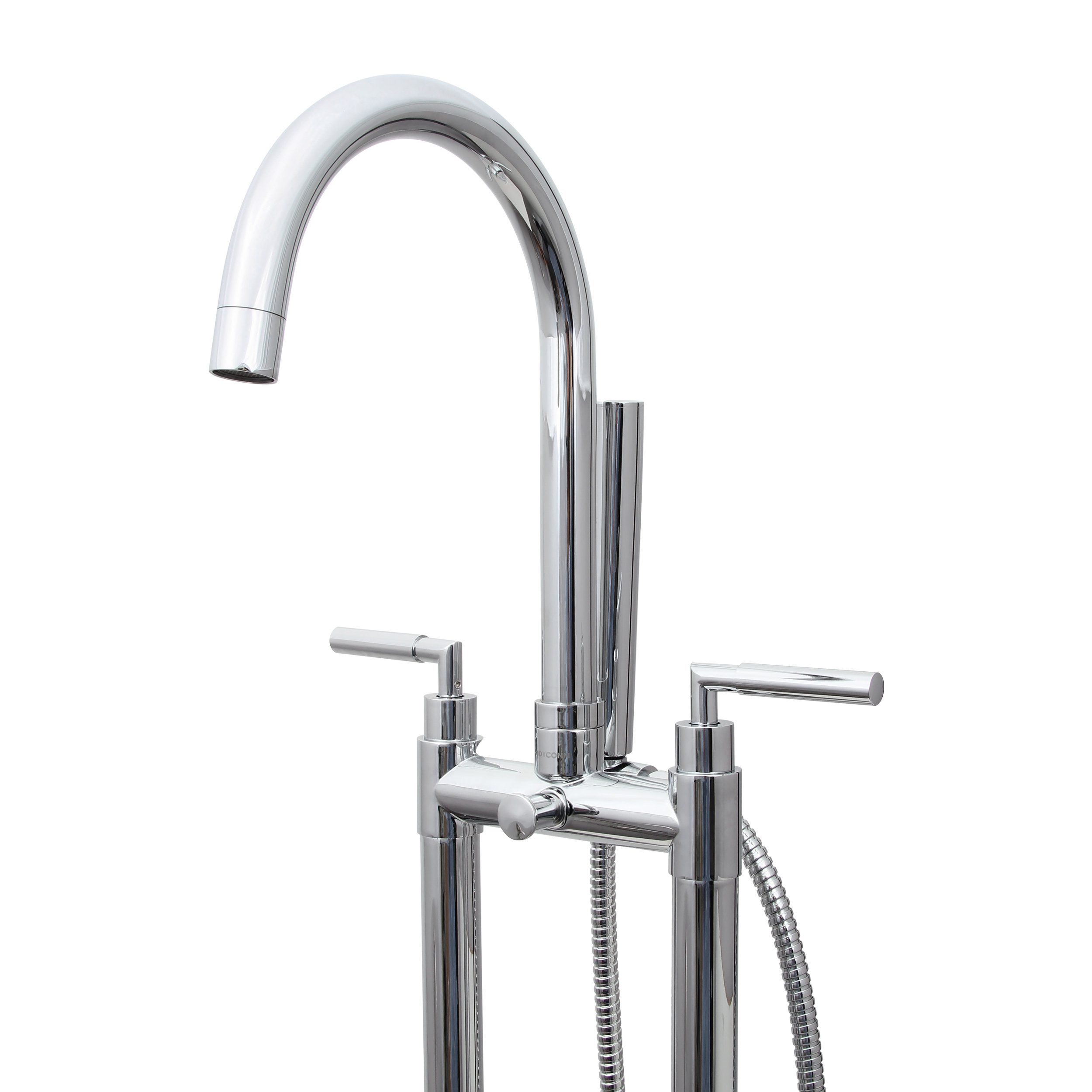 Dyconn Faucet Double Handle Floor Mount Tub Filler Faucet with Hand
