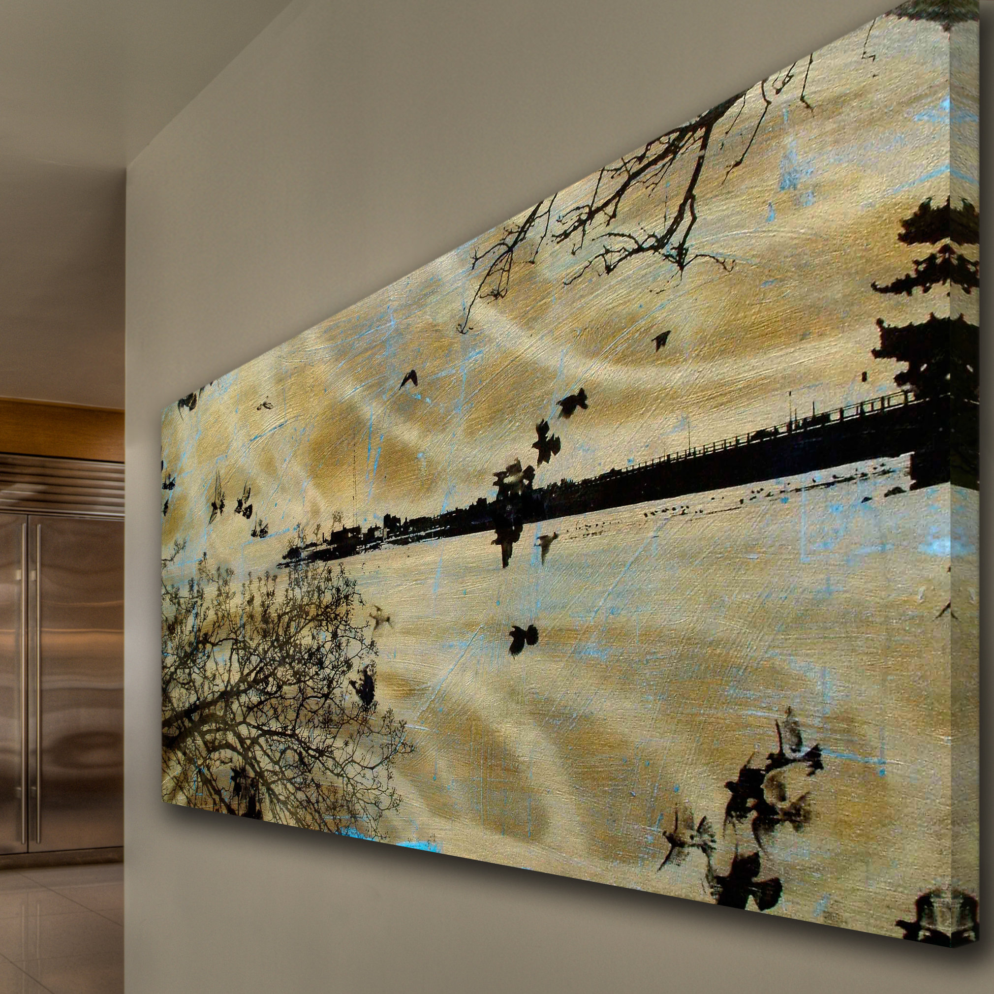 Marmont Hill Golden Bay Blue Painting Print on Wrapped Canvas & Reviews