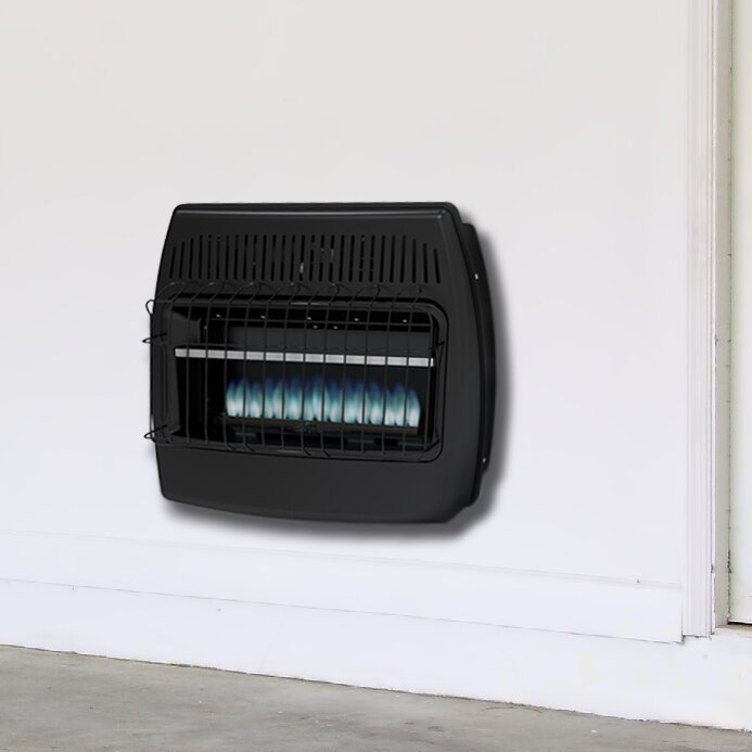 Dyna-Glo 30,000 BTU Wall Mounted Dual Fuel T-Stat Vent-Free Garage Heater | Wayfair What Size Gas Line For 30000 Btu Heater