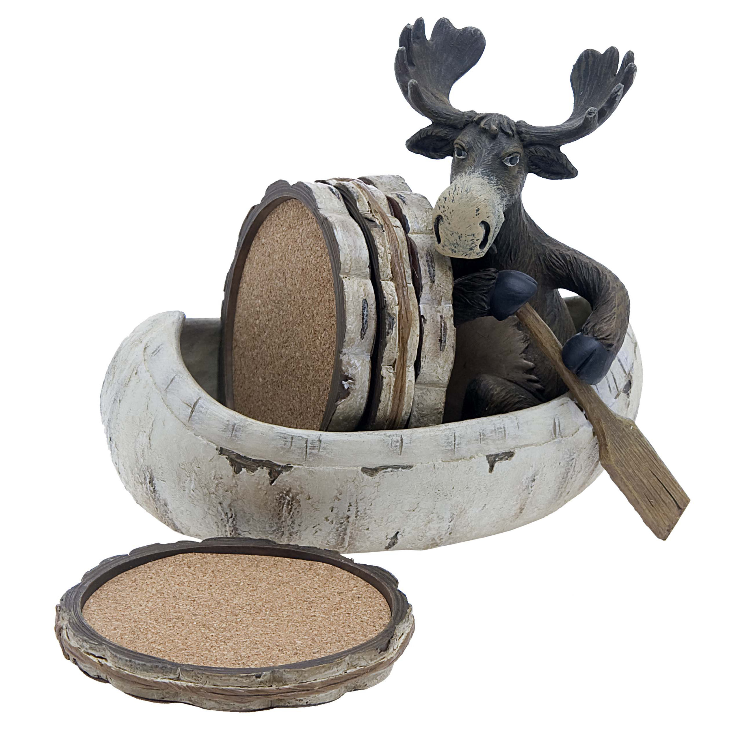 Thirstystone 5 Piece Moose and Canoe Ceramic Coaster Gift Set & Reviews