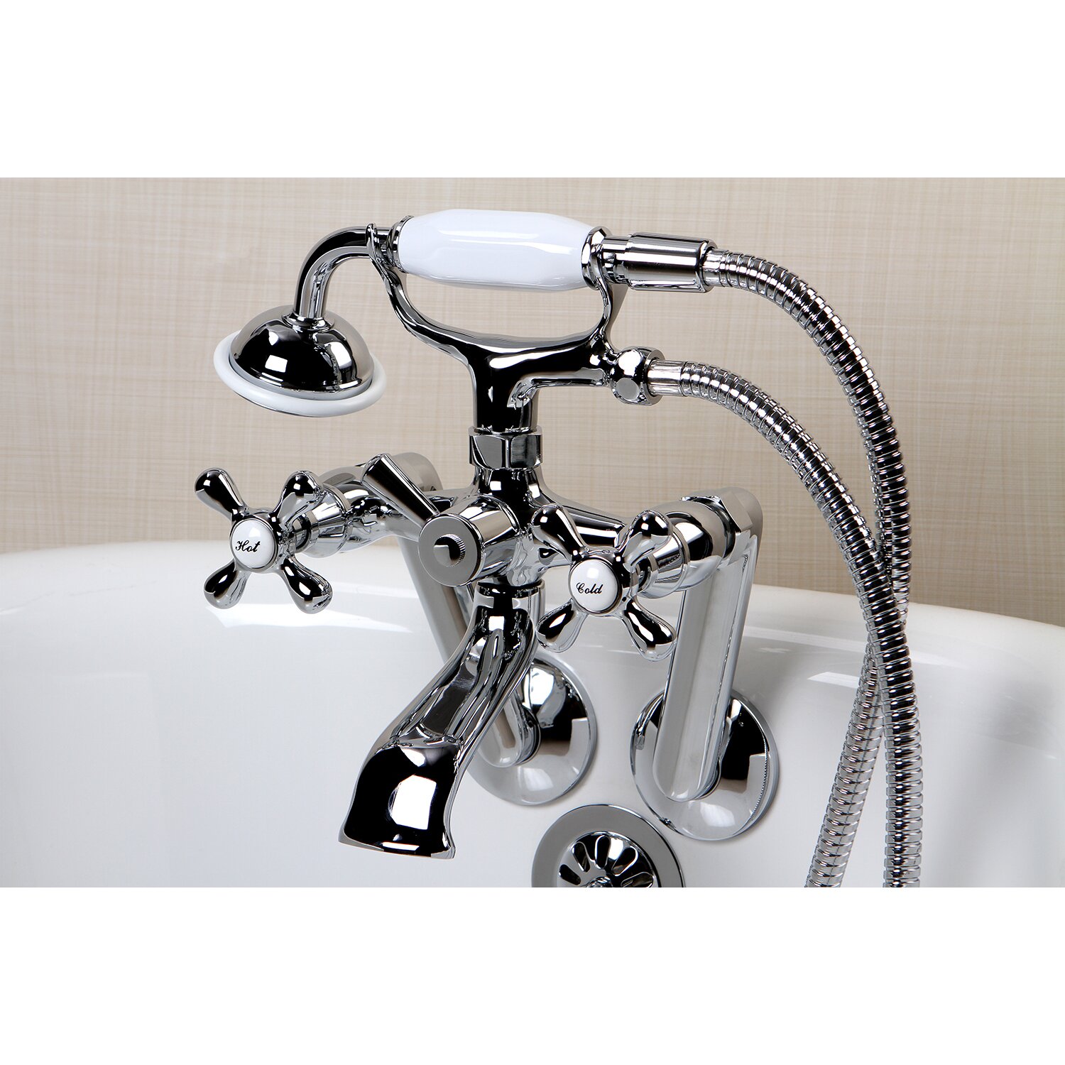 Kingston Brass Aqua Vintage Two Handle Wall Mount Clawfoot Tub Faucet   Kingston Brass Aqua Vintage Two Handle Wall Mount Clawfoot Tub Faucet KS269 