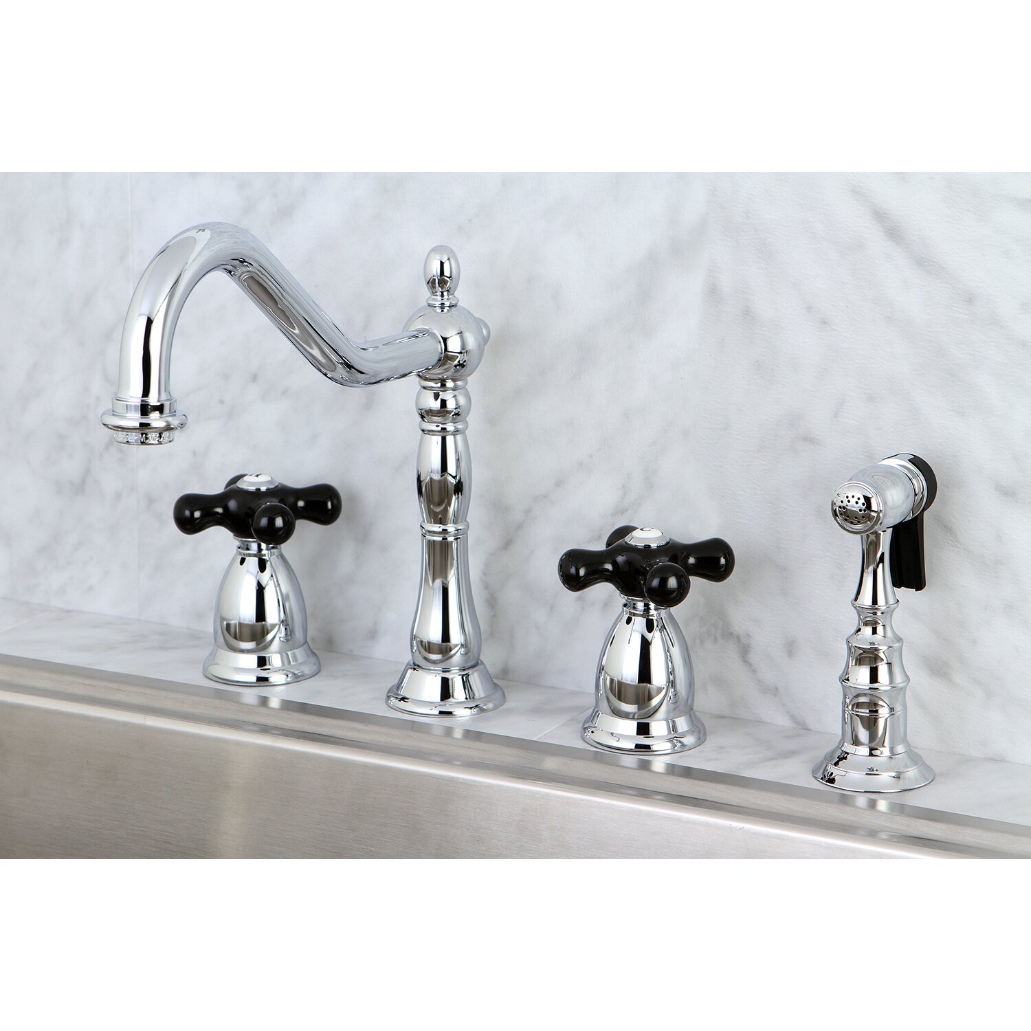 Kingston Brass Duchess Double Handle Widespread Wall Mounted Kitchen ...