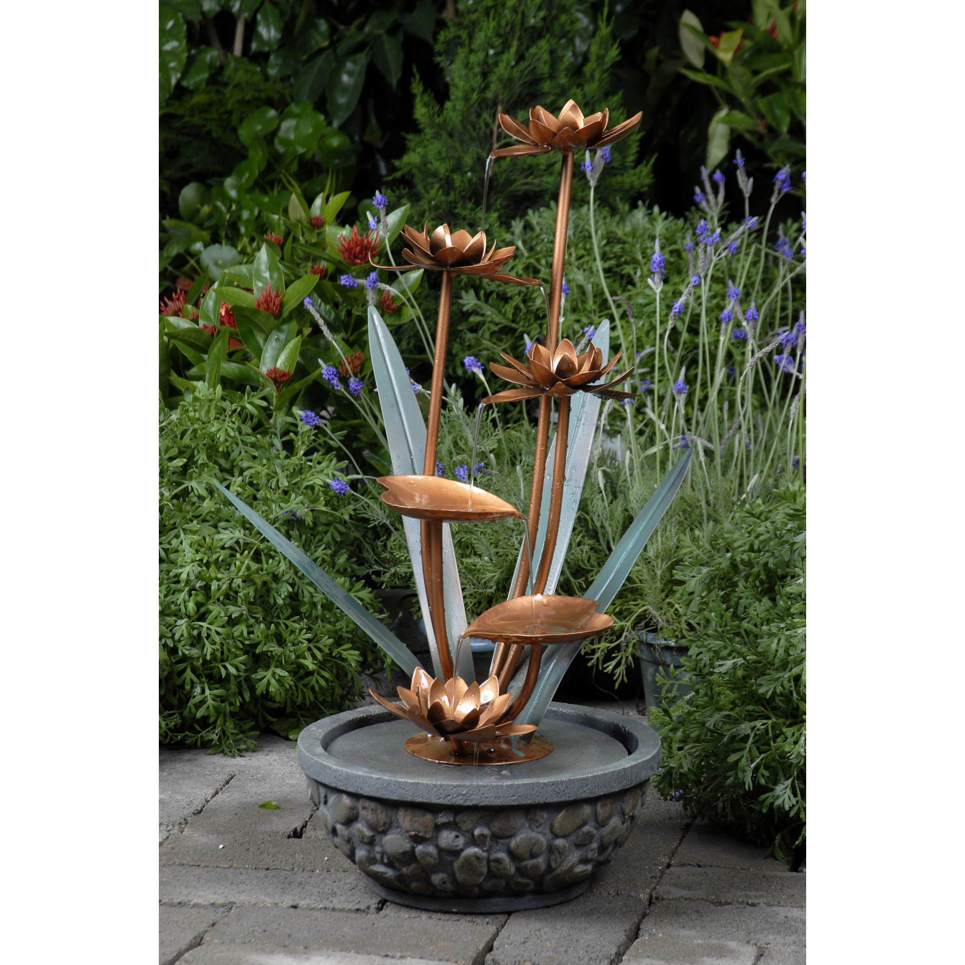 Jeco Inc. Polyresin and Fiberglass Tiered Metal Flower Water Fountain & Reviews Wayfair