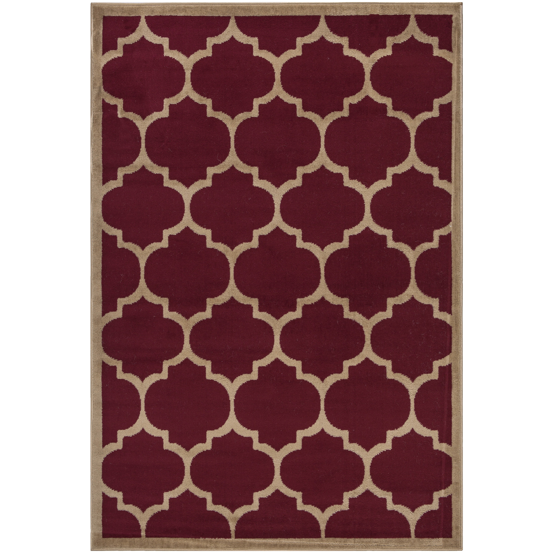 Ottomanson Paterson Contemporary Moroccan Trellis Design Dark Red Area