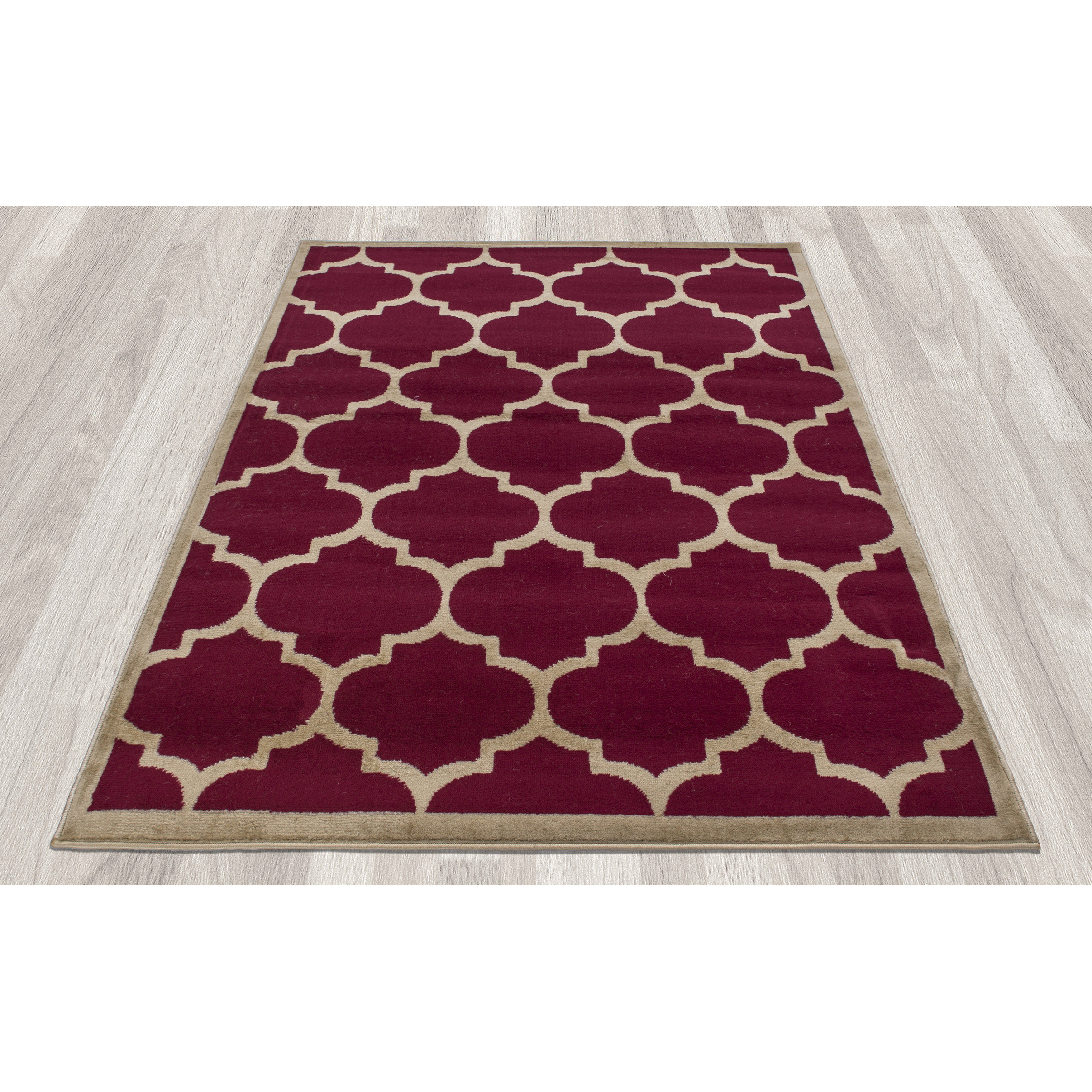 Ottomanson Paterson Contemporary Moroccan Trellis Design Dark Red Area