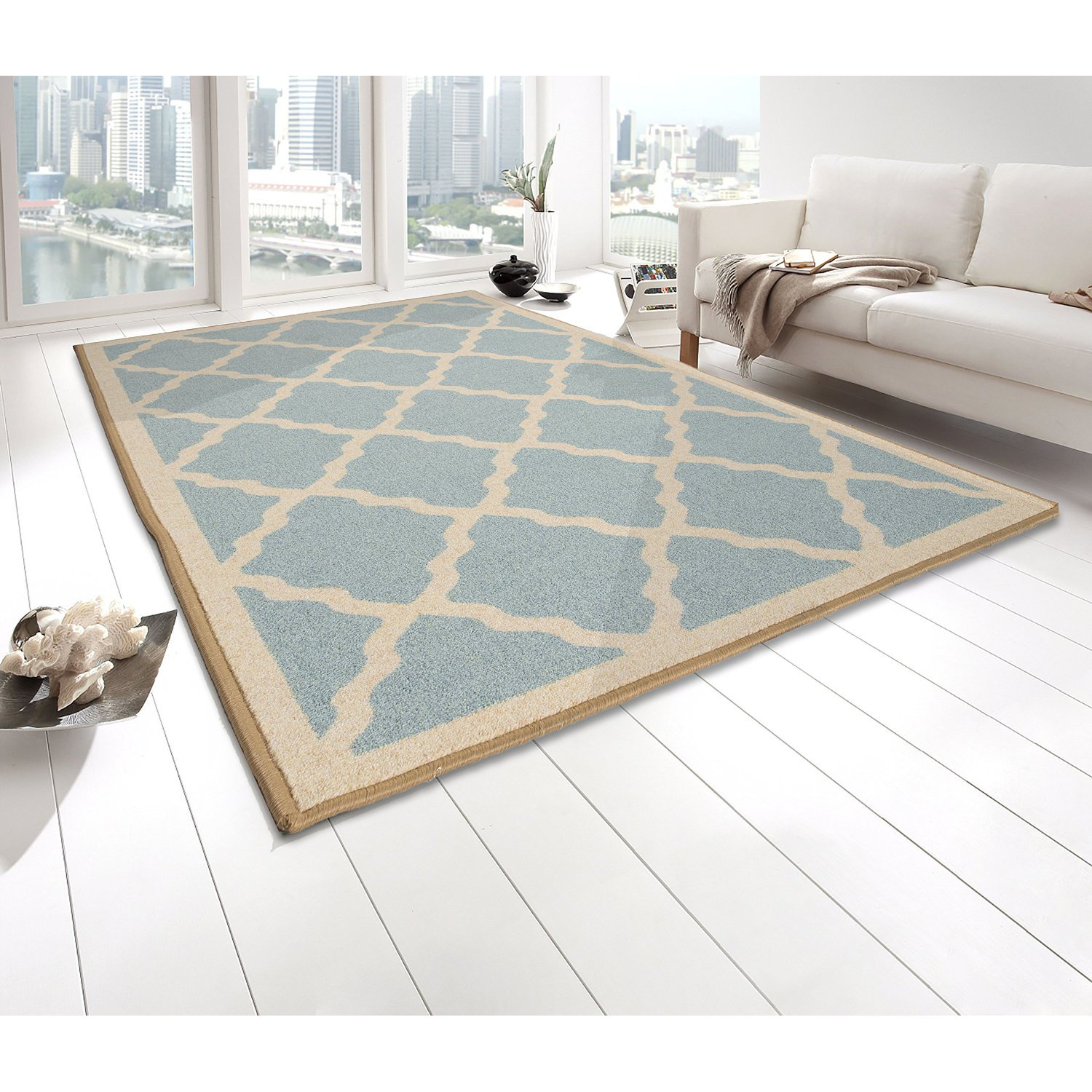 Ottomanson Prestige Moroccan Trellis Design Blue Area Rug Wayfair