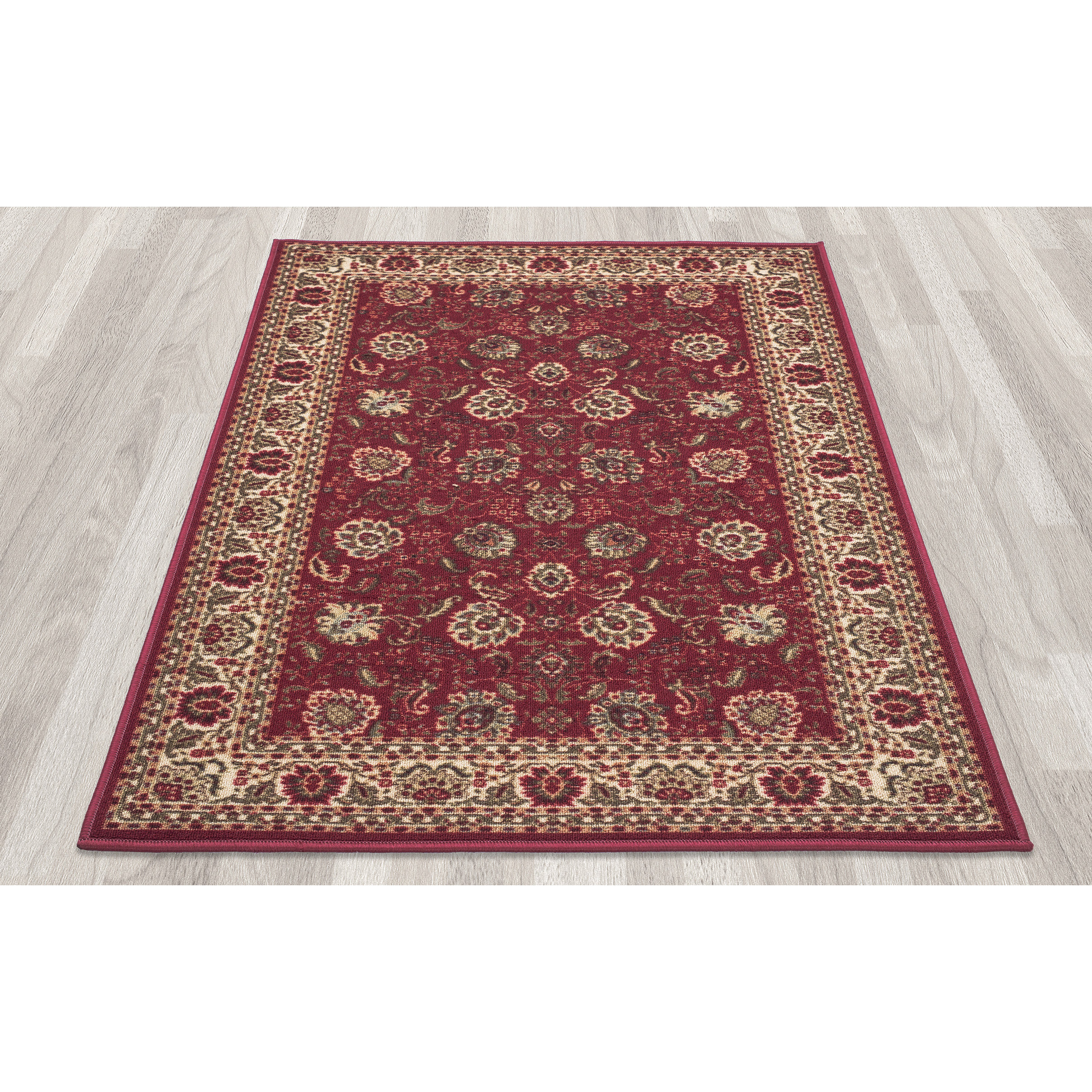 Ottomanson Ottohome Dark Red Floral Area Rug & Reviews Wayfair