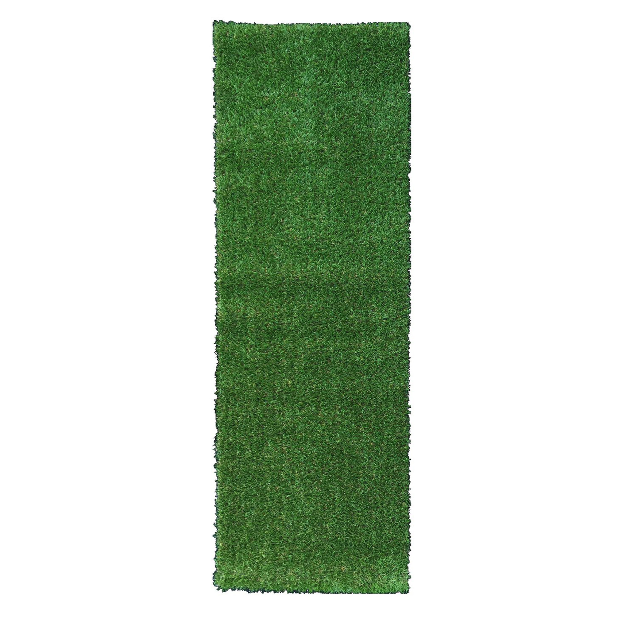 Ottomanson Evergreen Artificial Solid Grass Design Green Indoor/Outdoor