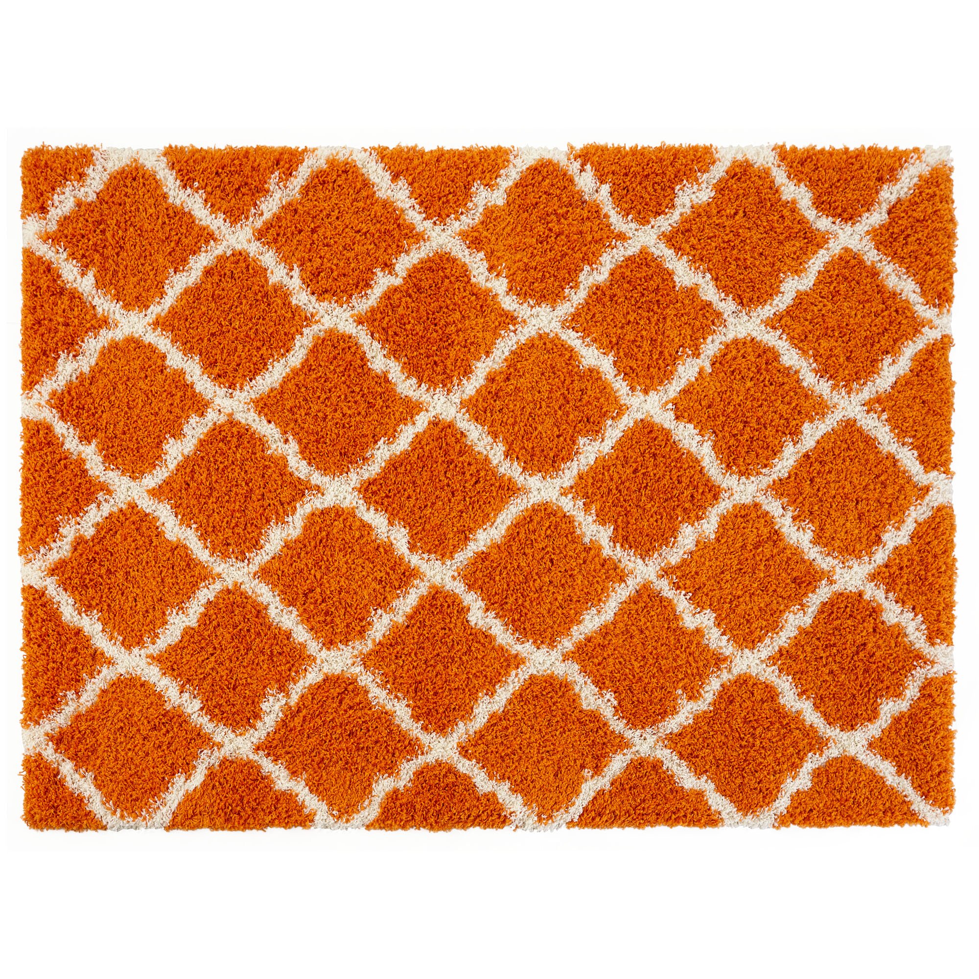 Ultimate Moroccan Trellis Contemporary Bedroom Soft Orange Shaggy Area Rug