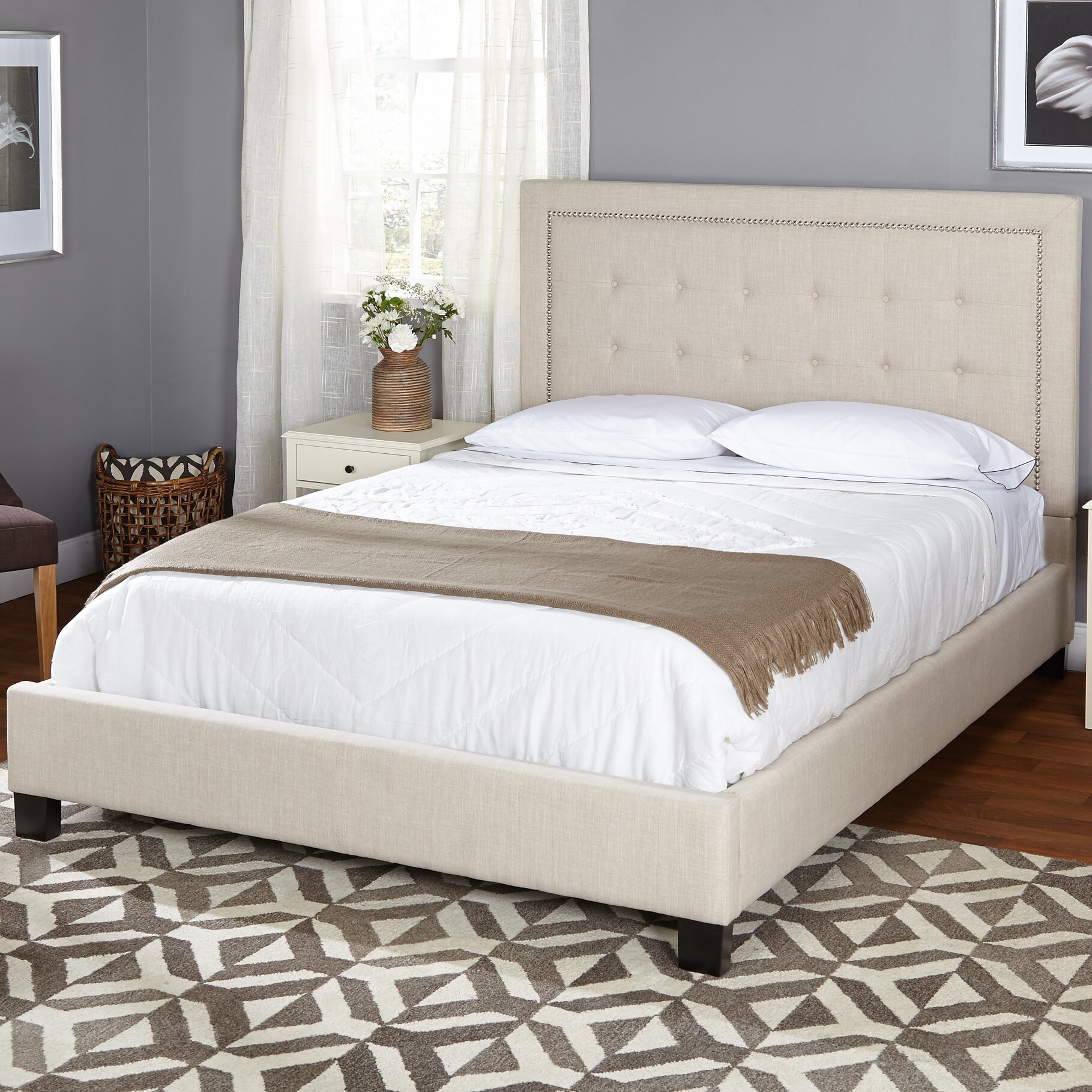 TMS Queen Upholstered Panel Bed & Reviews | Wayfair