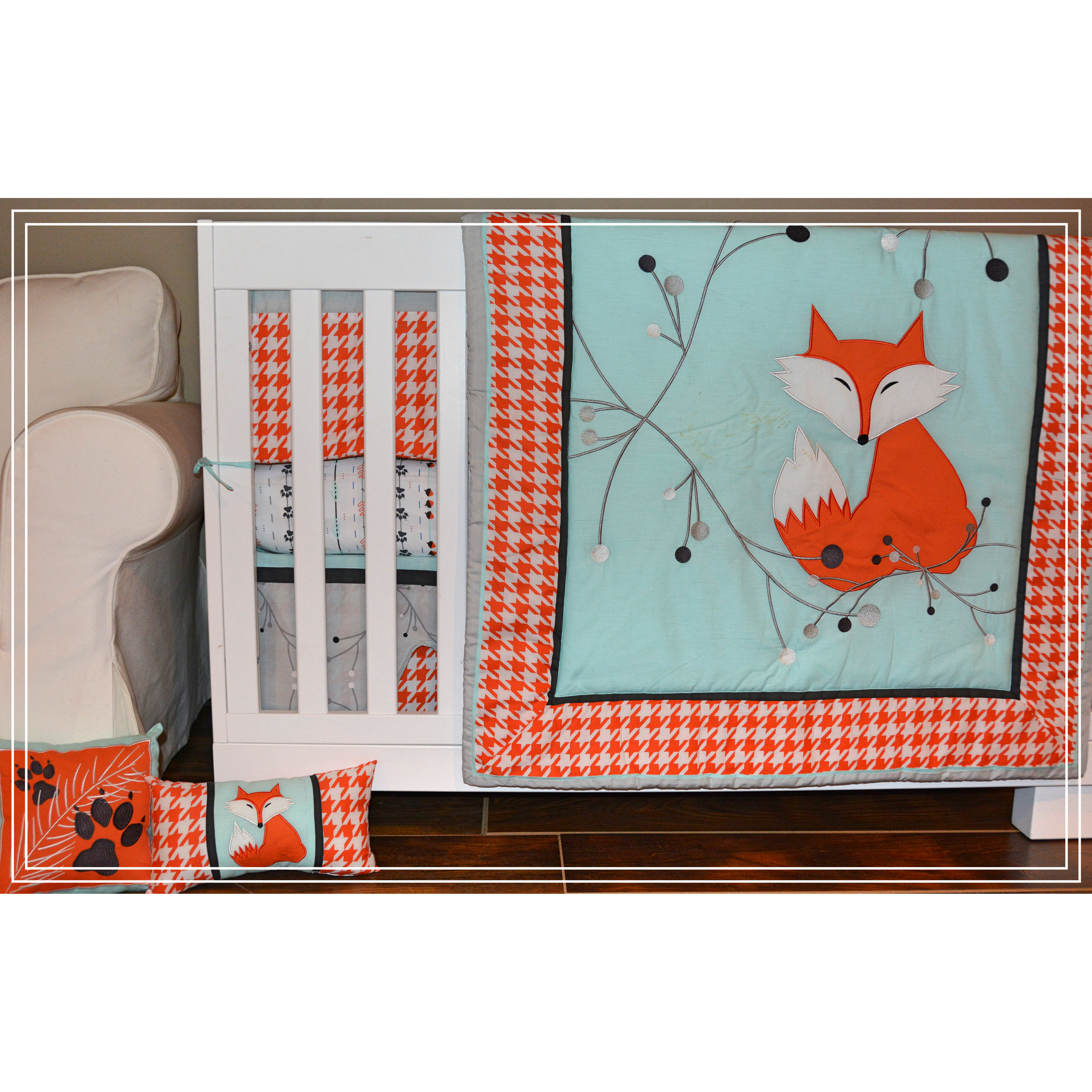 DK Leigh Fox Houndstooth 7 Piece Crib Bedding Set Wayfair