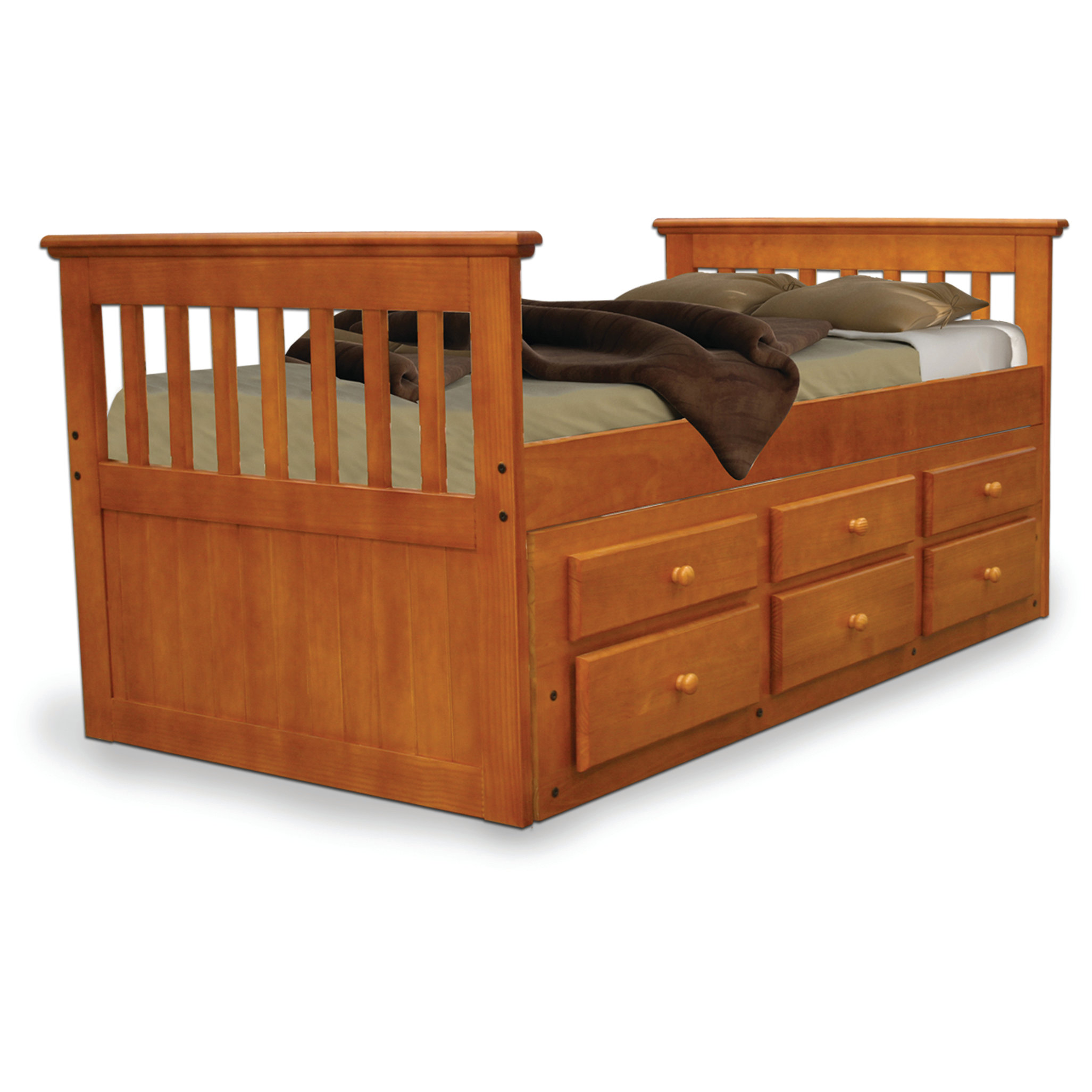 Just Home Basics Twin Captain Bed with Trundle & Reviews