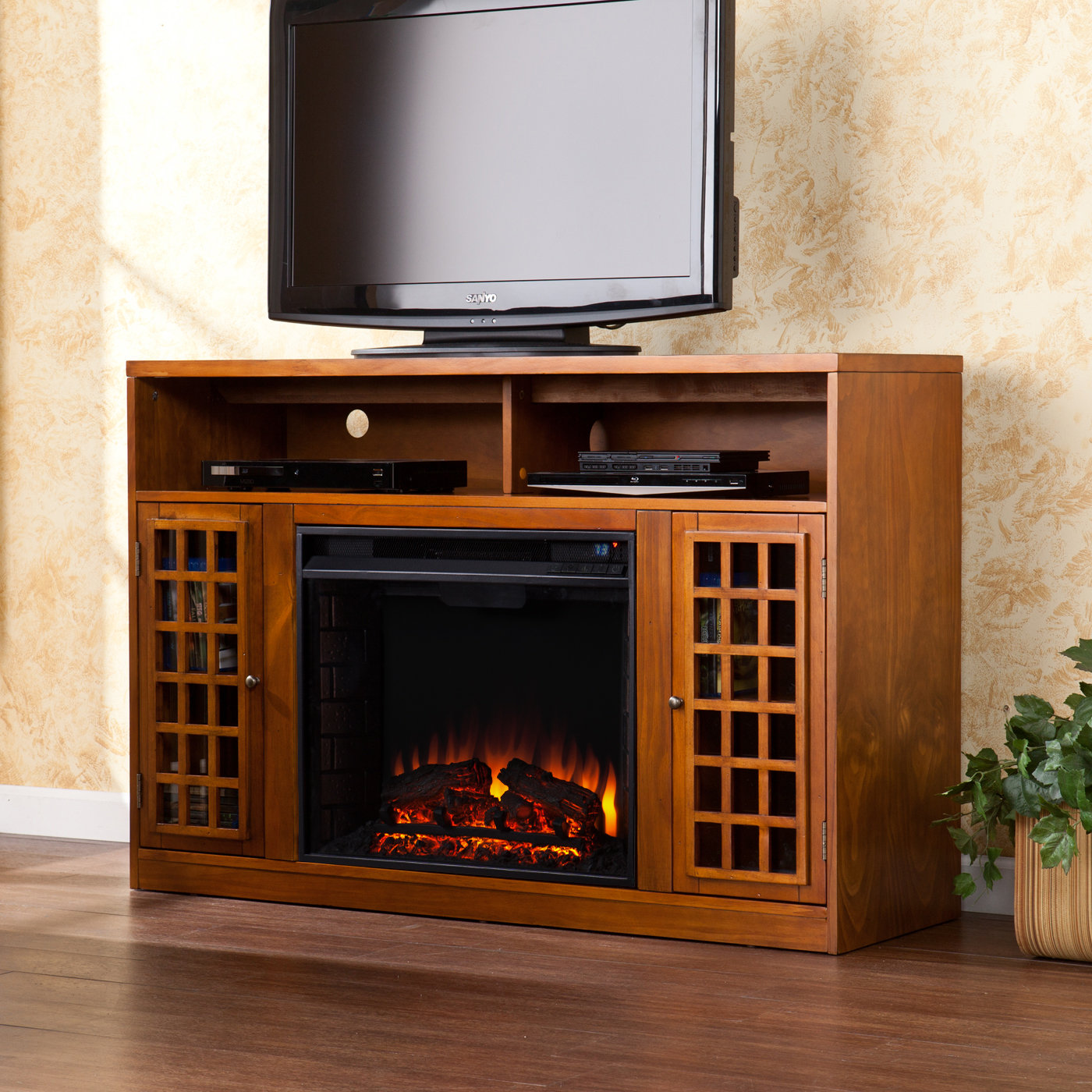 Woodhaven Hill Lipan TV Stand with Electric Fireplace & Reviews Wayfair