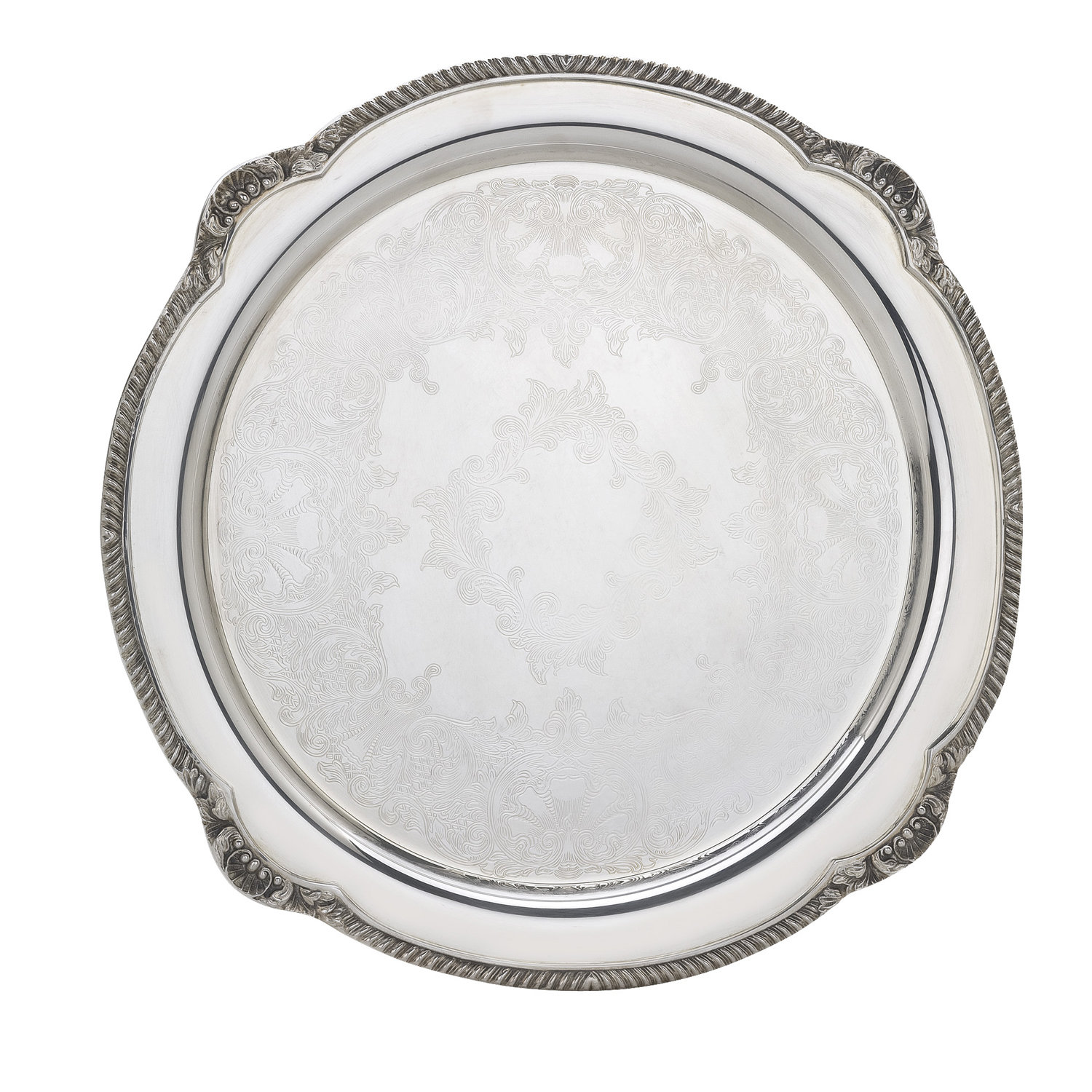 Reed & Barton Silver Plated Giftware Shell and Gadroon 15" Road Tray