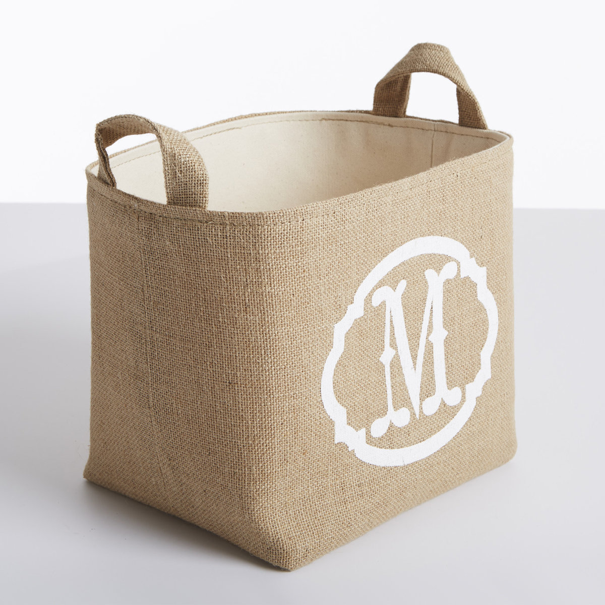 asouthernbucket White Monogram Burlap Storage Bin & Reviews Wayfair