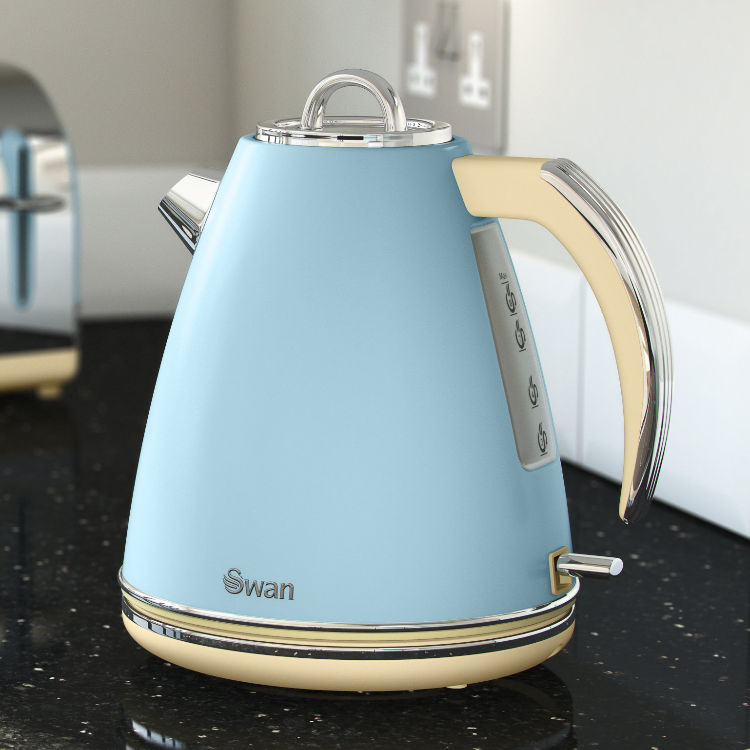 Swan Retro 1.5L Stainless Steel Cordless Kettle in Black & Reviews ...