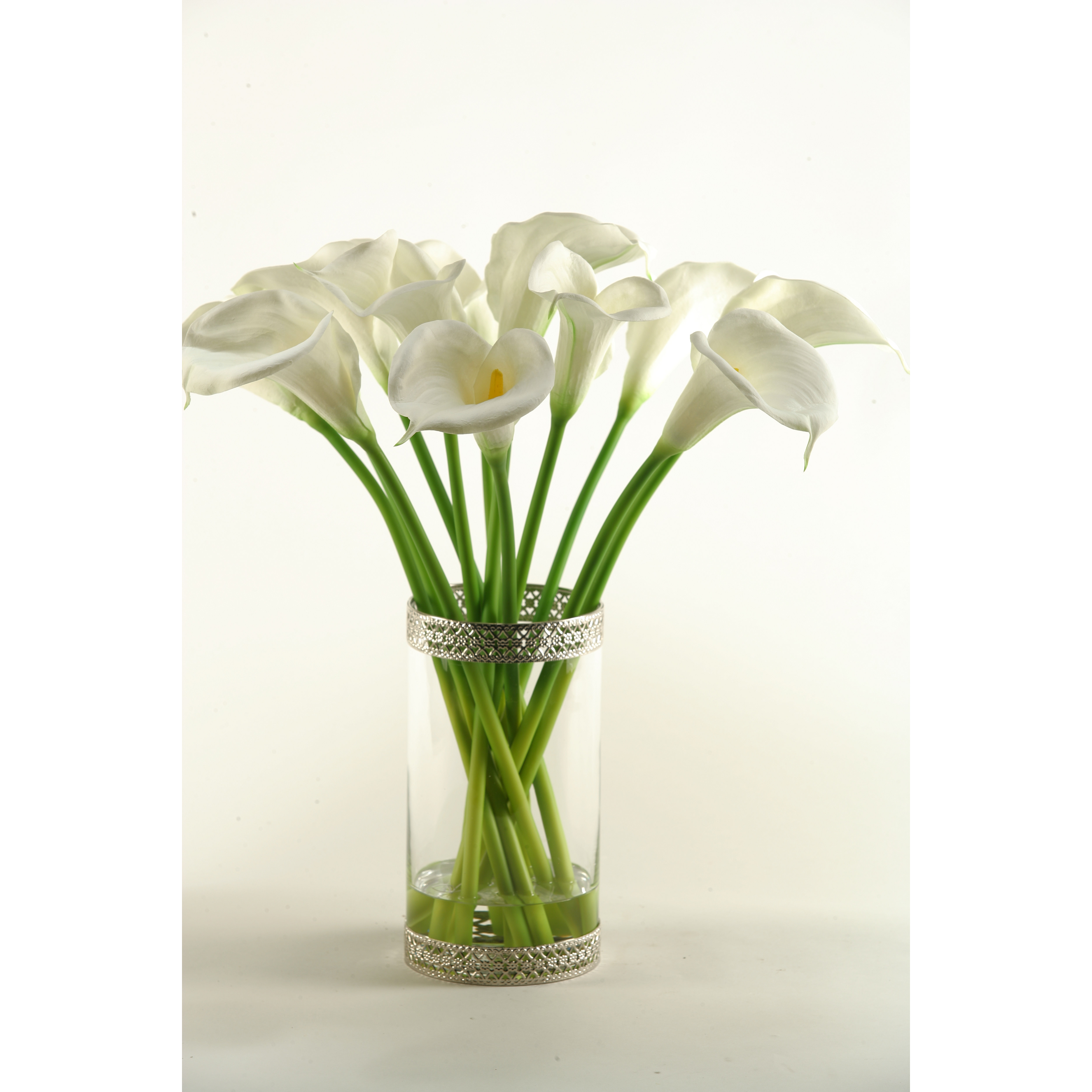 D & W Silks Calla Lilies in Glass Cylinder Vase Wayfair