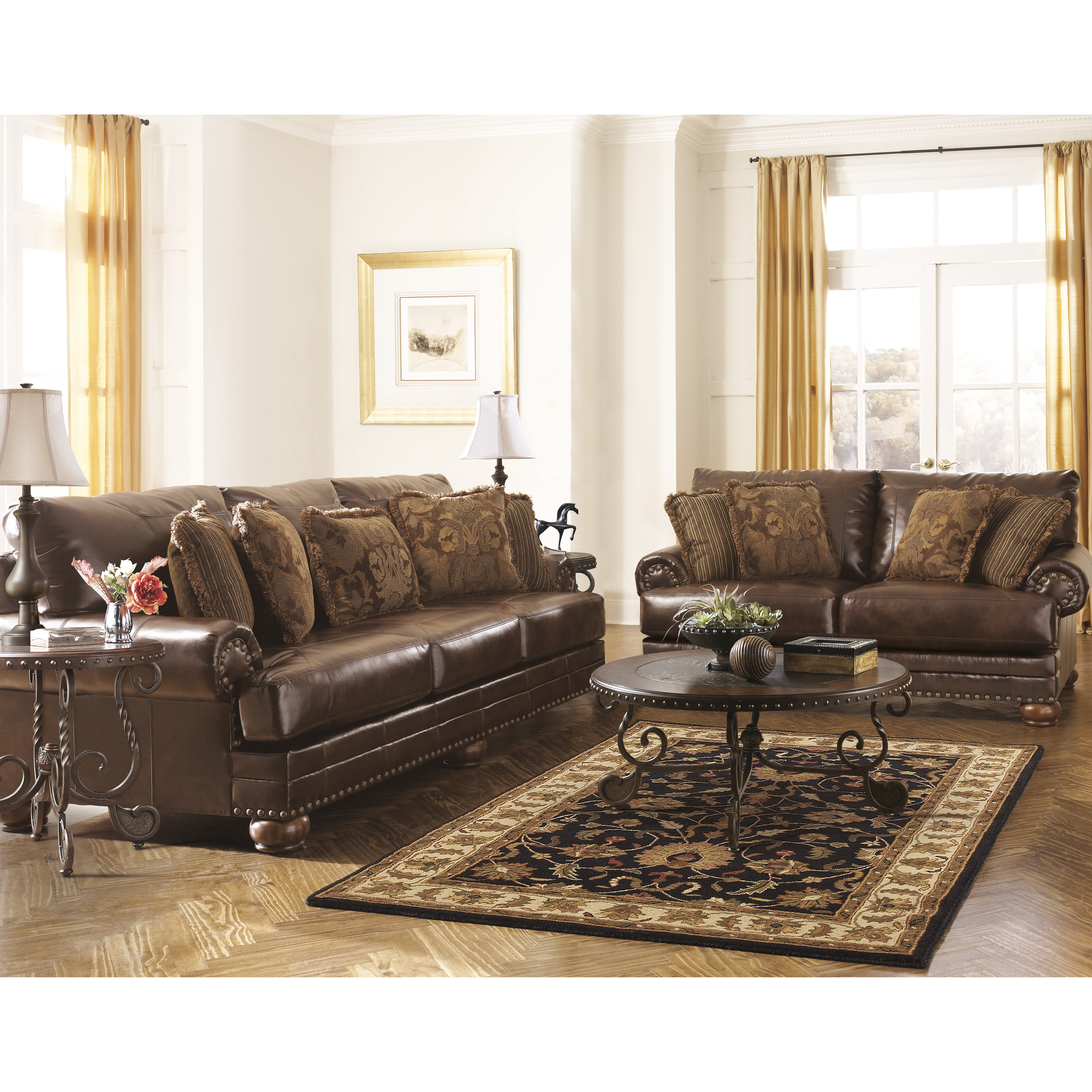 Signature Design by Ashley Leighton Leather Sofa & Reviews Wayfair