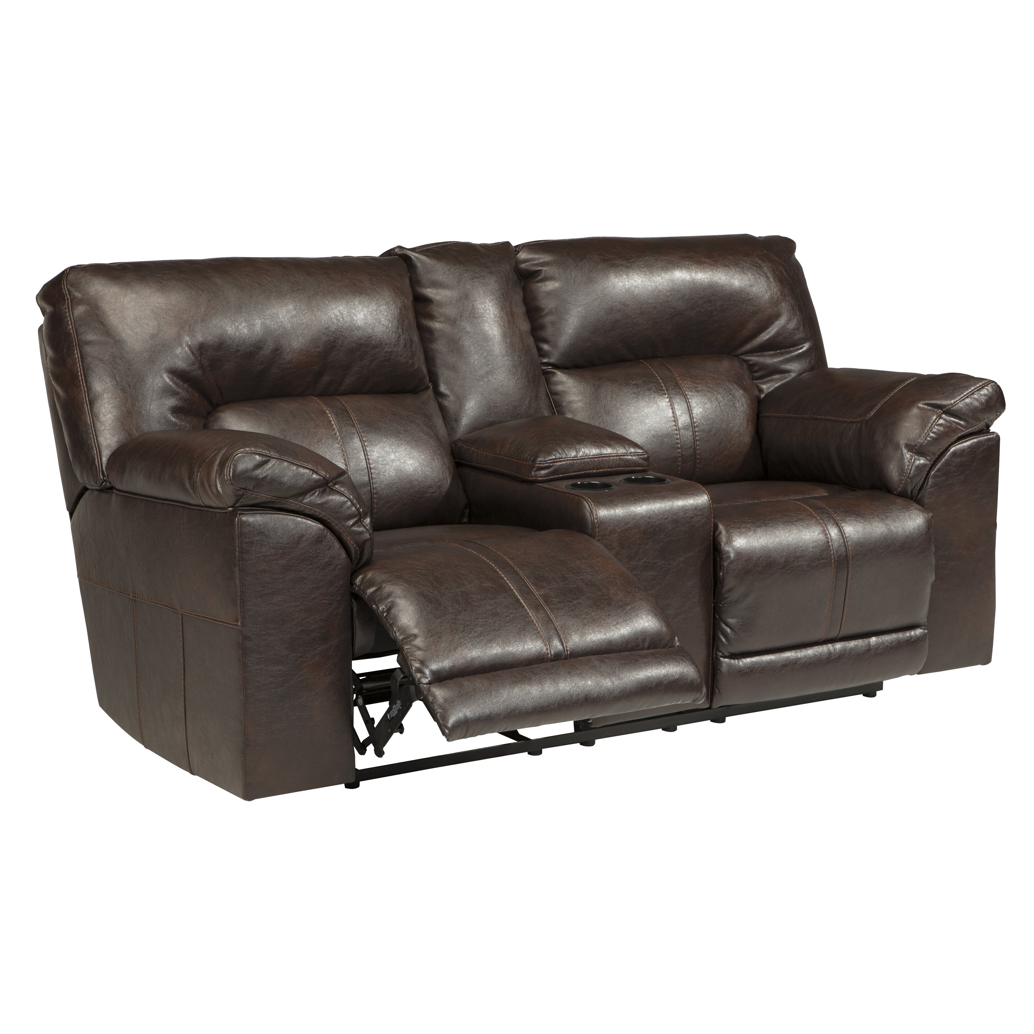 Signature Design by Ashley Double Reclining Console Loveseat u0026 Reviews  Wayfair.ca