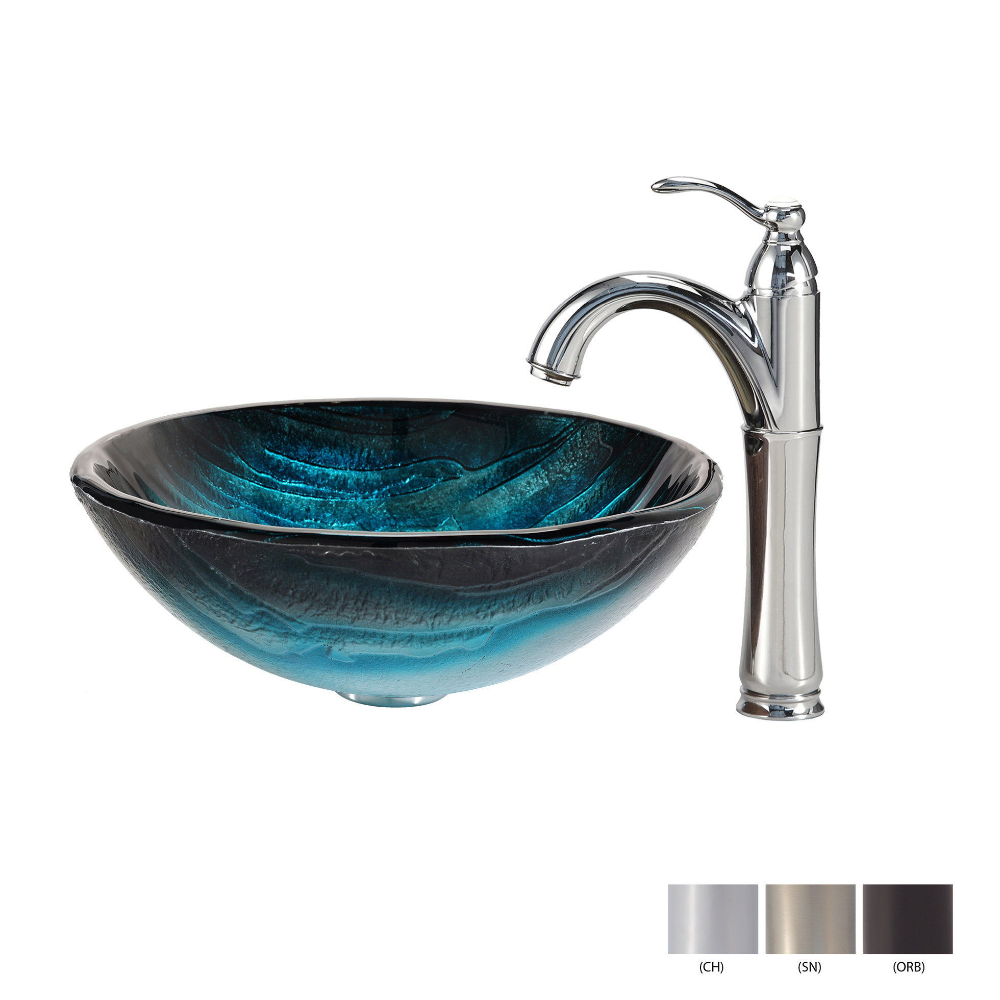 Kraus Ladon Glass Vessel Sink with Riviera Faucet Wayfair