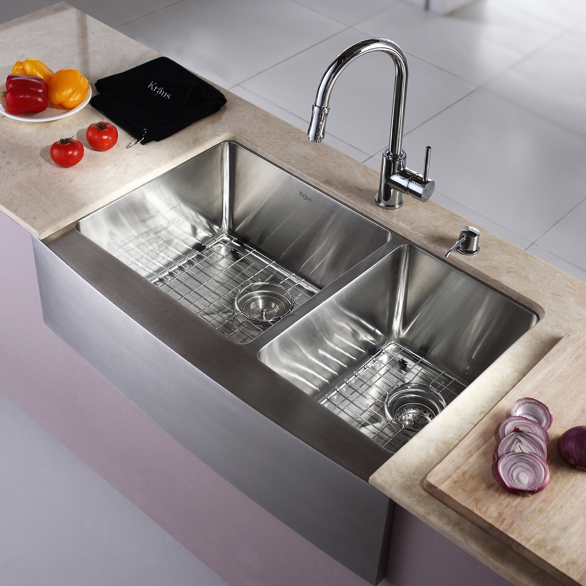 Kraus Farmhouse 33 60 40 Double Bowl Kitchen Sink 