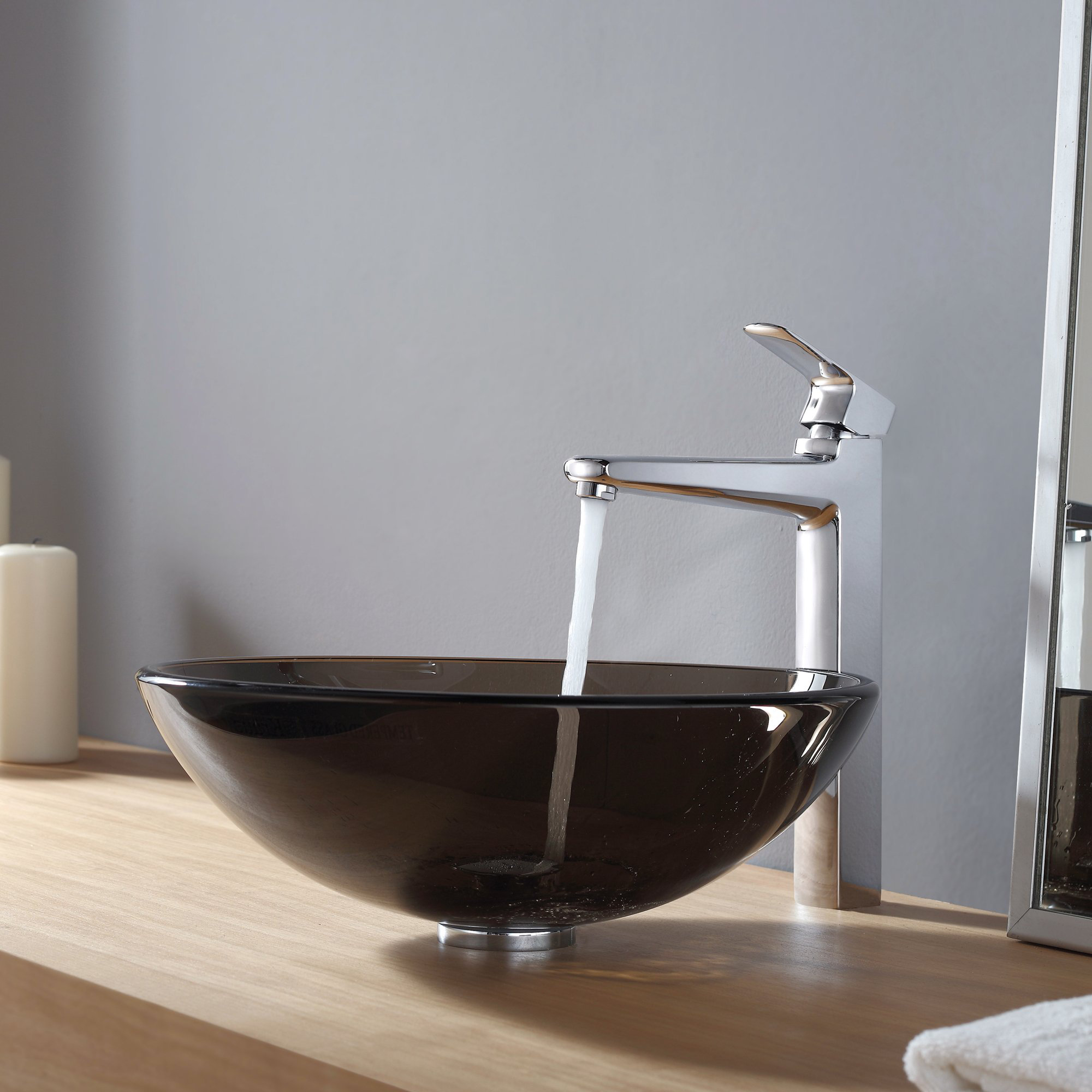 Kraus Brown Glass Vessel Sink and Virtus Faucet & Reviews Wayfair