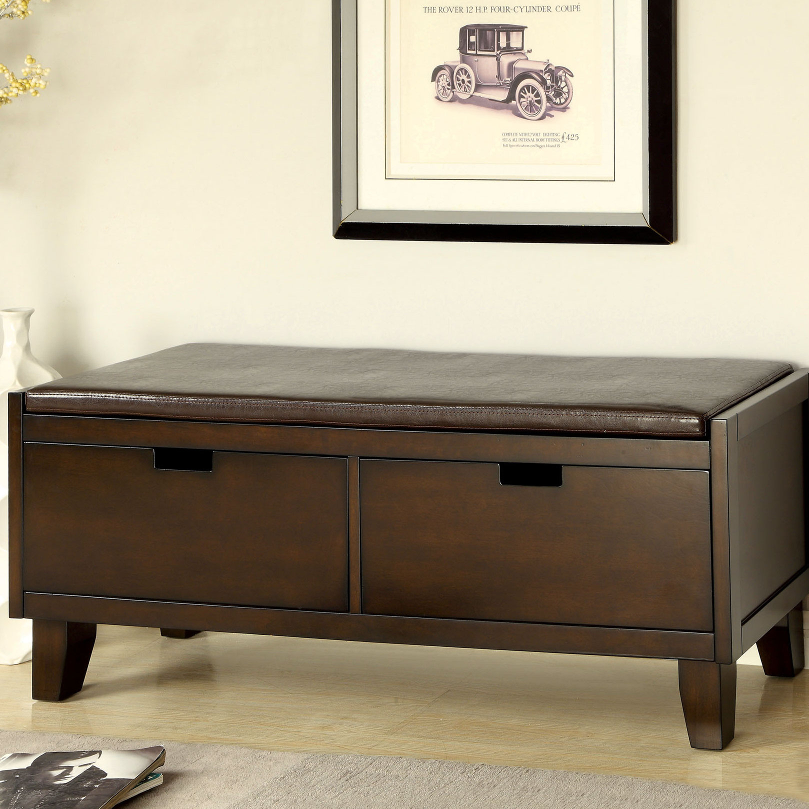 Hokku Designs Executive Leatherette Storage Entryway Bench