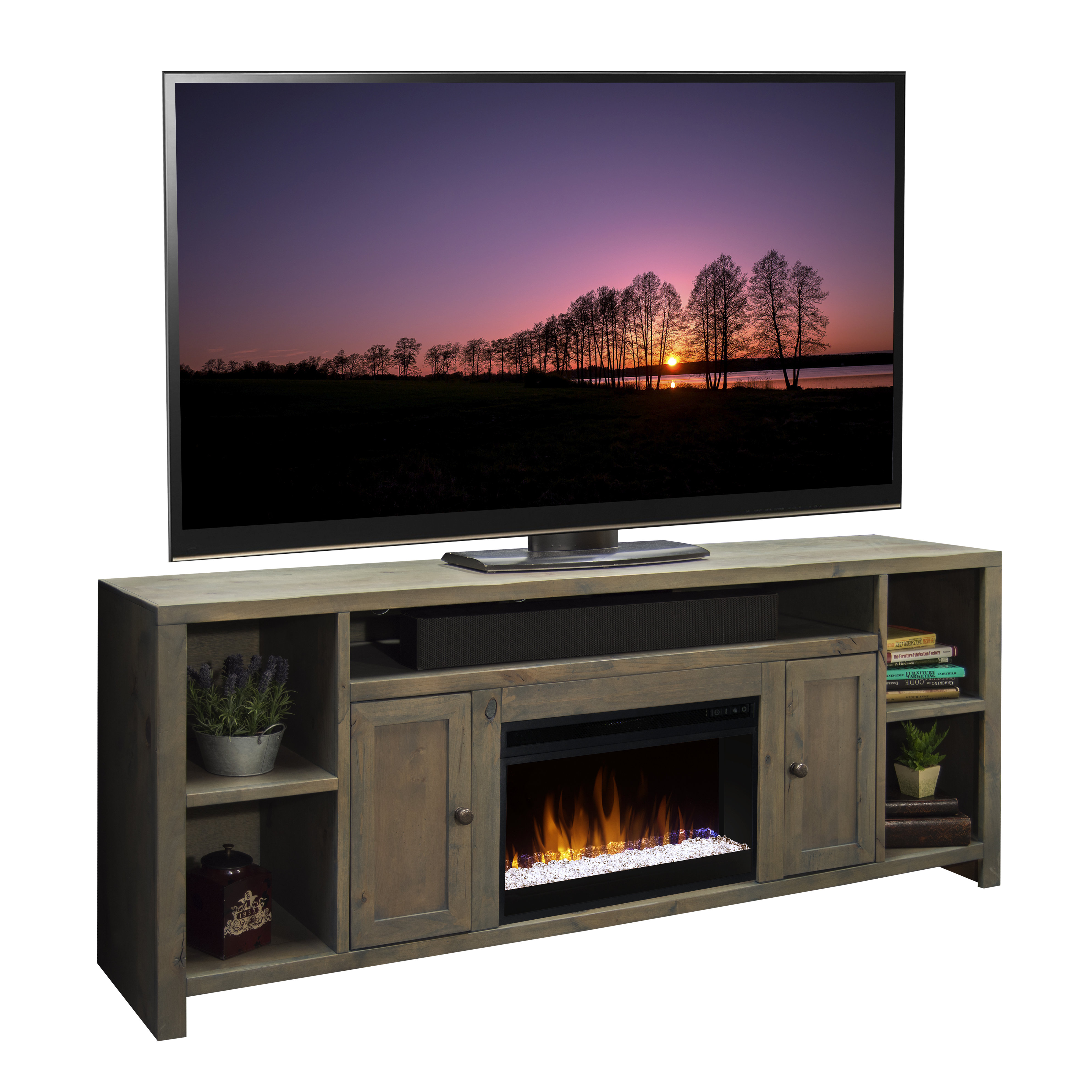 Loon Peak Columbus 84" TV Stand with Electric Fireplace & Reviews Wayfair