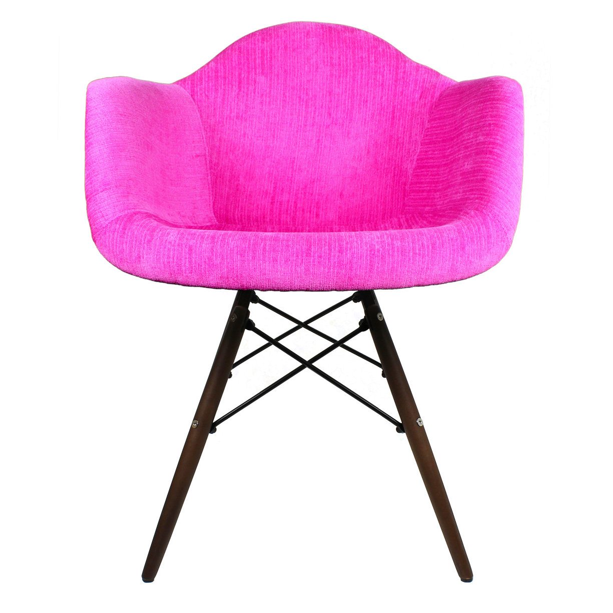 Shocking Pink Velvet Fabric Accent Arm Chair DAW FAB L SPNK