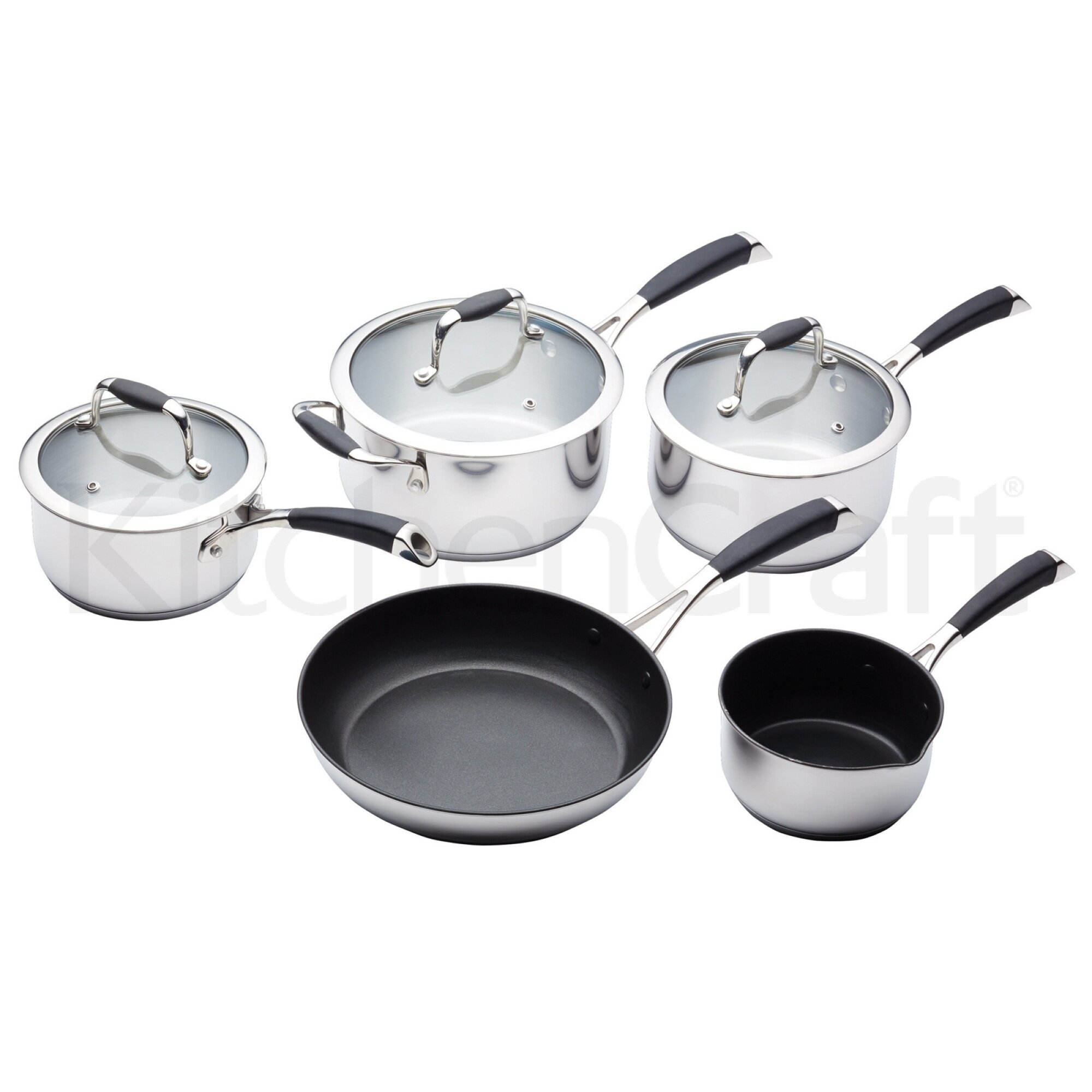 Kitchen Craft Deluxe 5 Piece Non Stick Stainless Steel Cookware Set 