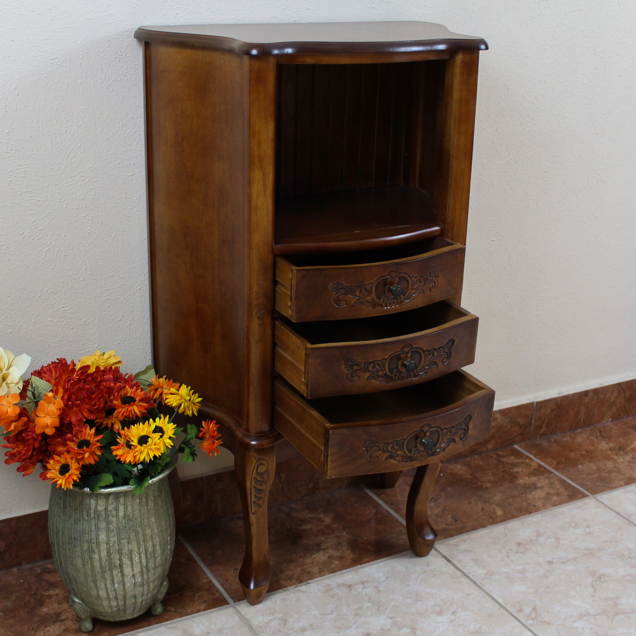 International Caravan Carved Wood Furniture Telephone Table & Reviews