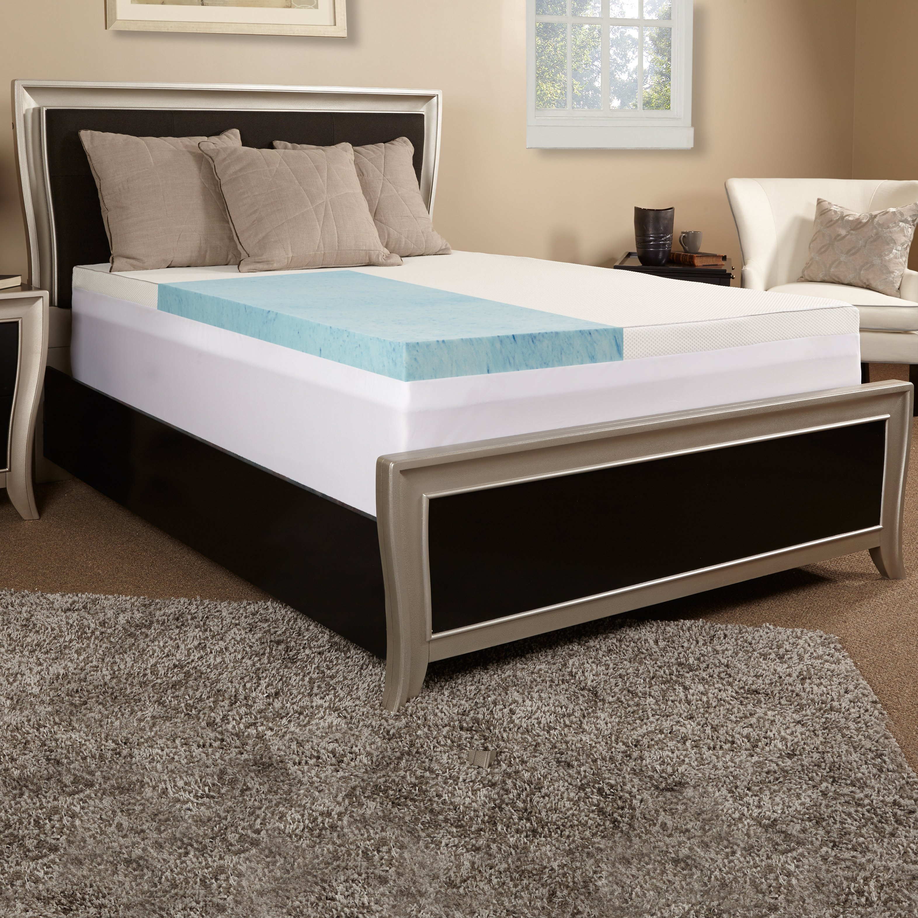 Luxury Solutions 4" Gel Memory Foam Mattress Topper w ...