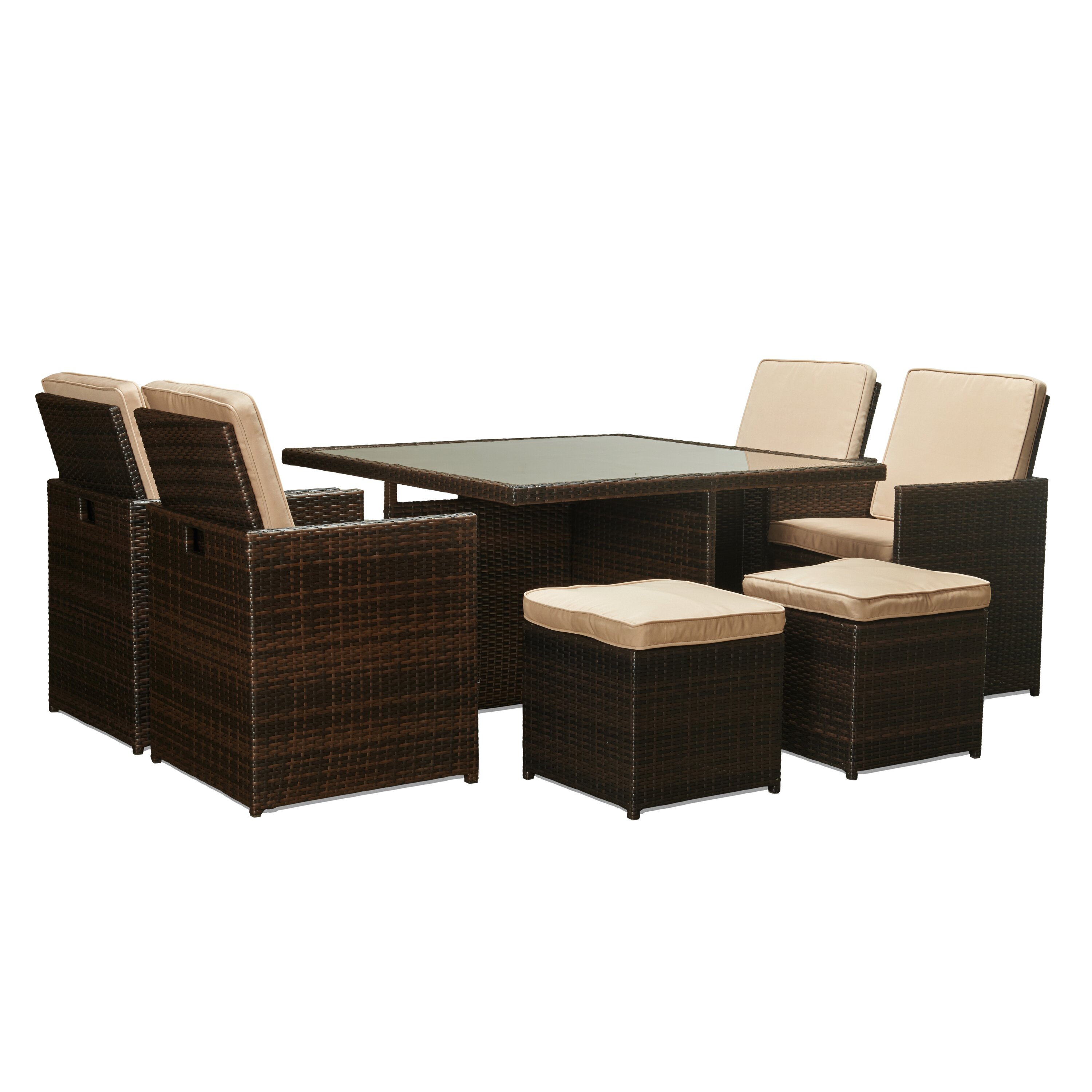 Brayden Studio Tabarez 9 Piece Dining Set with Cushions ...