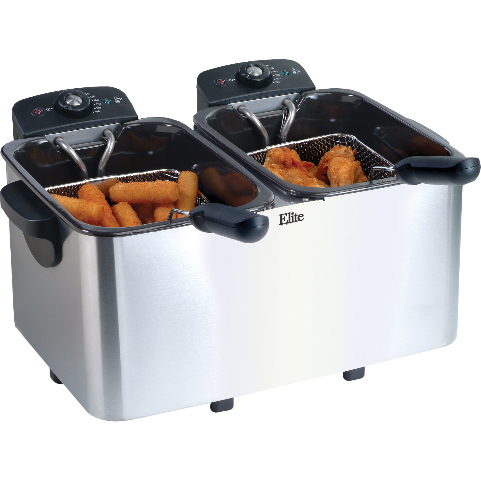 Elite by MaxiMatic Platinum 2.83 Liter Stainless Steel Dual Deep Fryer