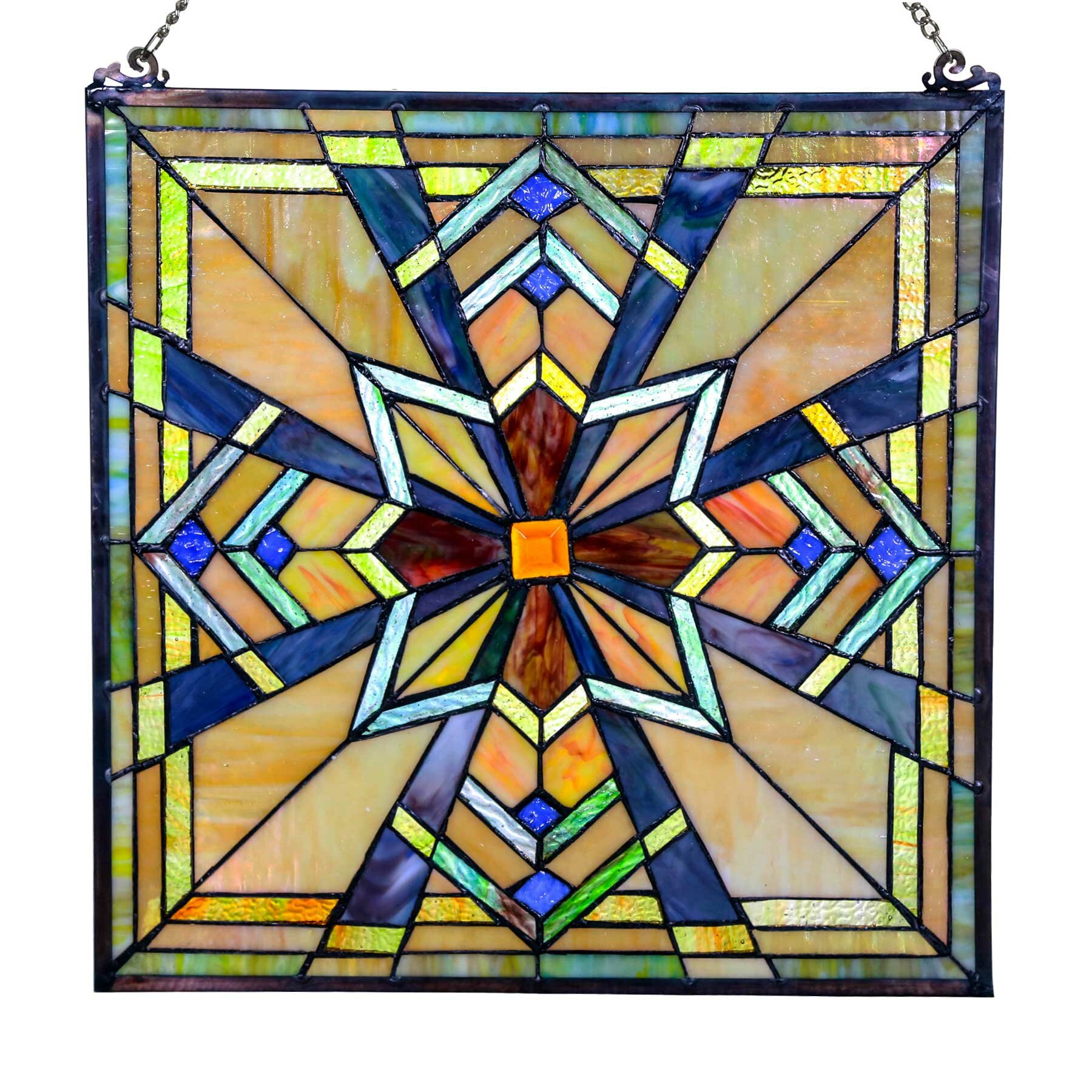 River of Goods Northern Star Tiffany Style Stained Glass ...