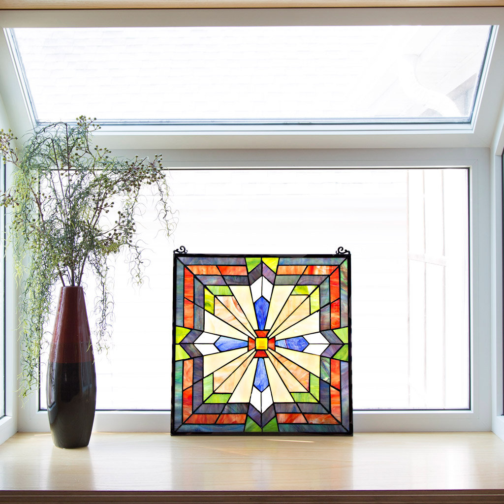 River of Goods Southwest Sunburst Tiffany Style Stained Glass Window