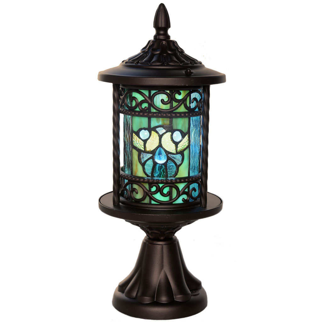 River of Goods Swirling Shells Stained Glass Outdoor 10 Light LED Pier Mount Light Wayfair.ca