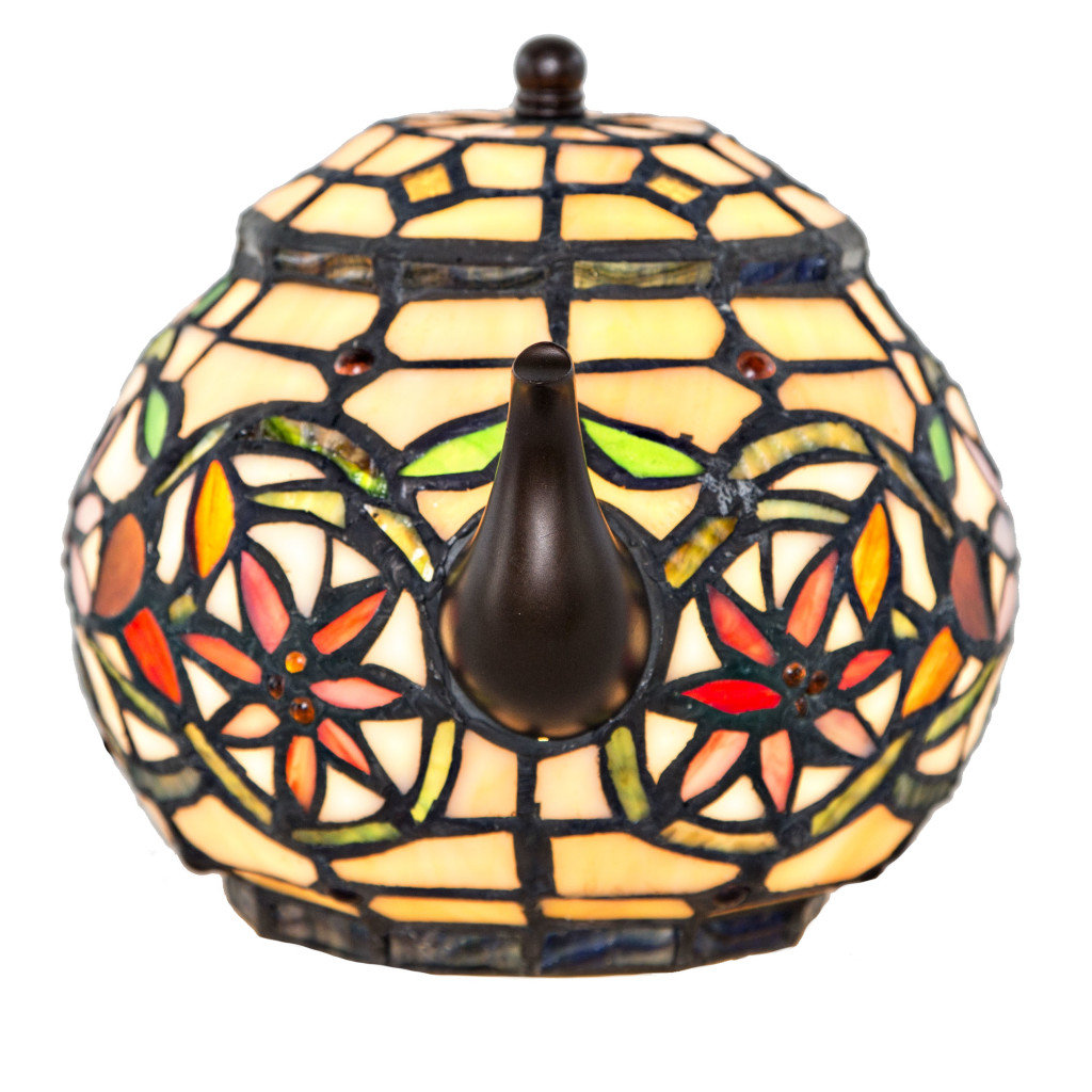 River of Goods Stained Glass Tiffany Style Teapot 7" Table Lamp
