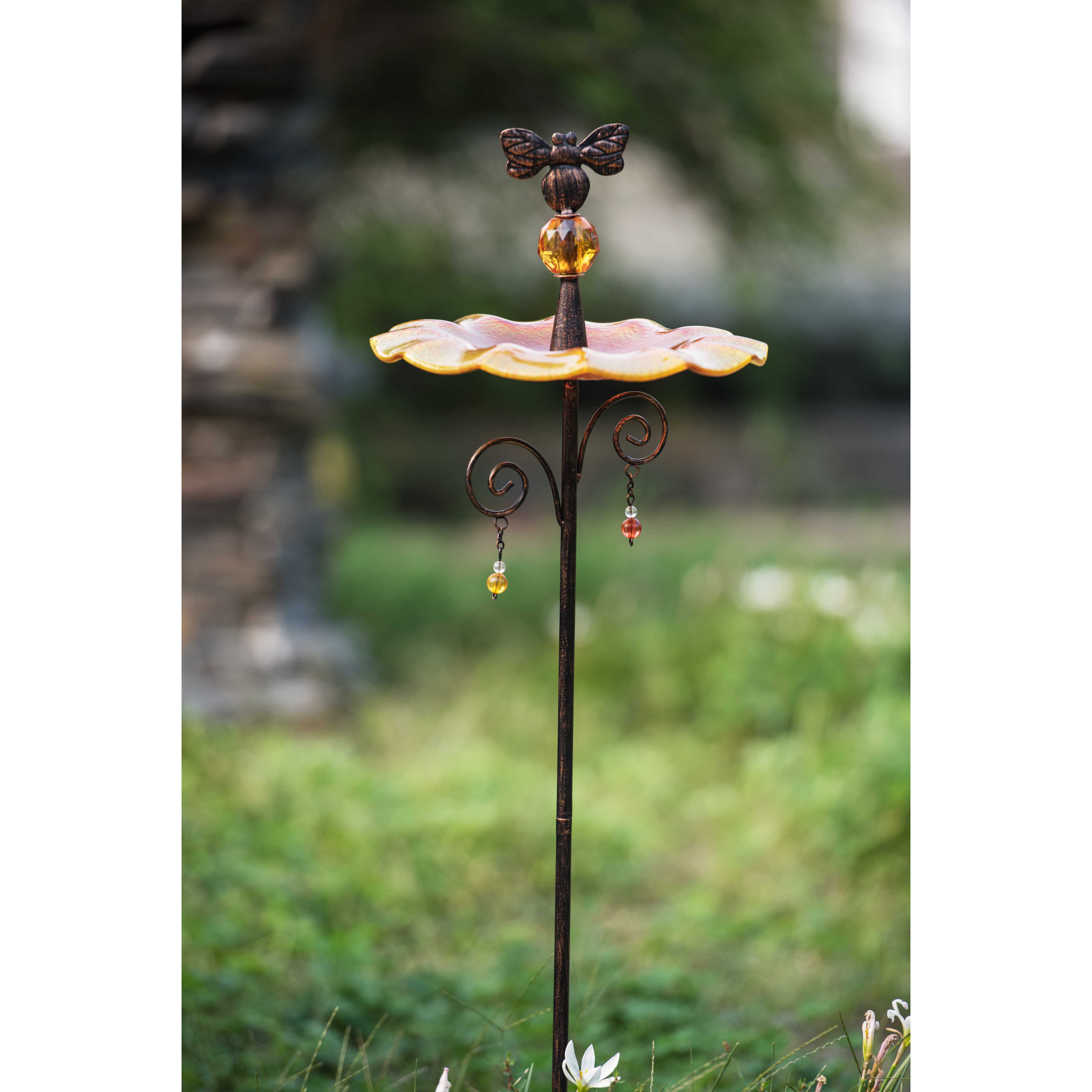 sunjoy glass garden stake bird feeder wayfair sunjoy glass garden stake bird feeder wayfair