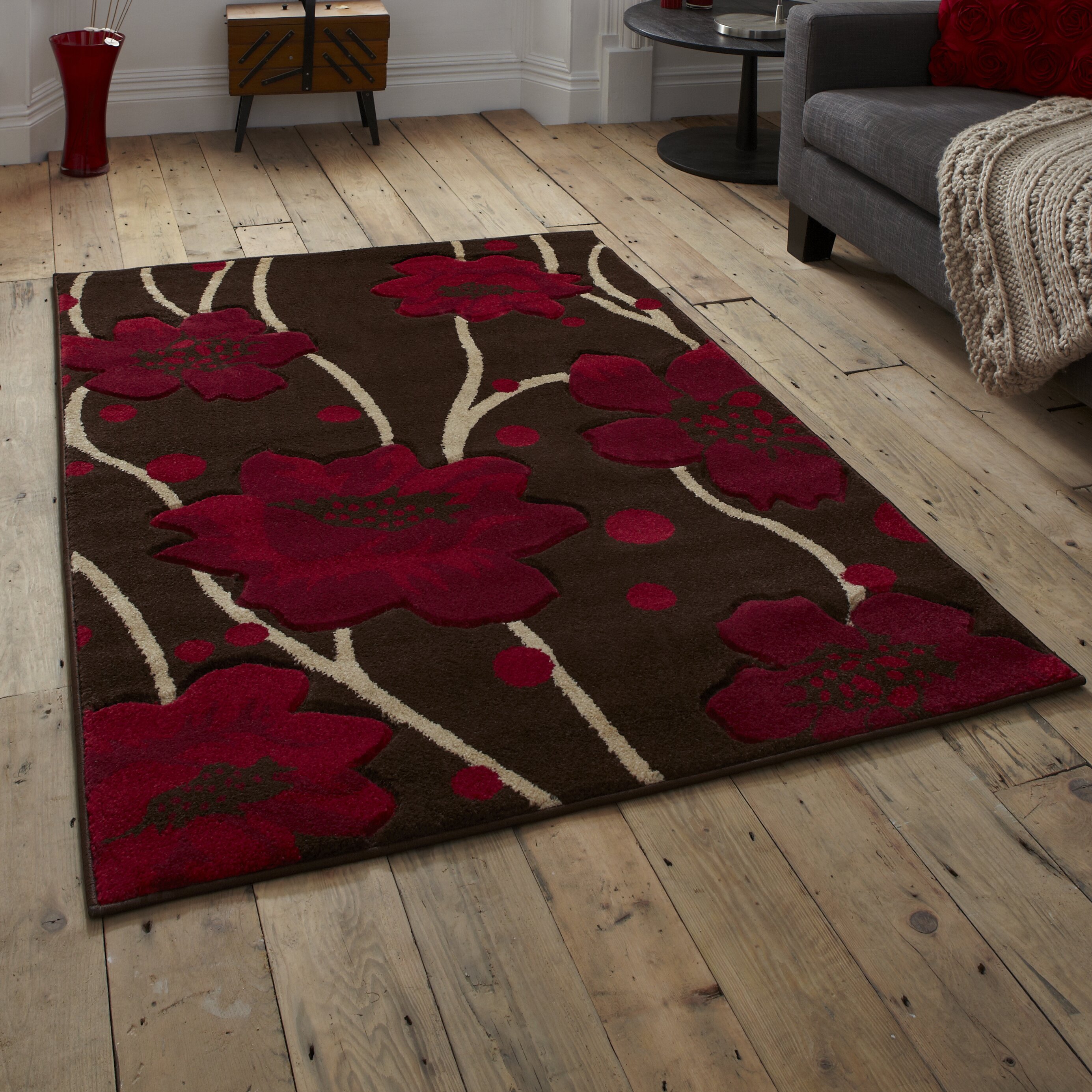 Think Rugs Verona Brown/Red Area Rug & Reviews | Wayfair UK