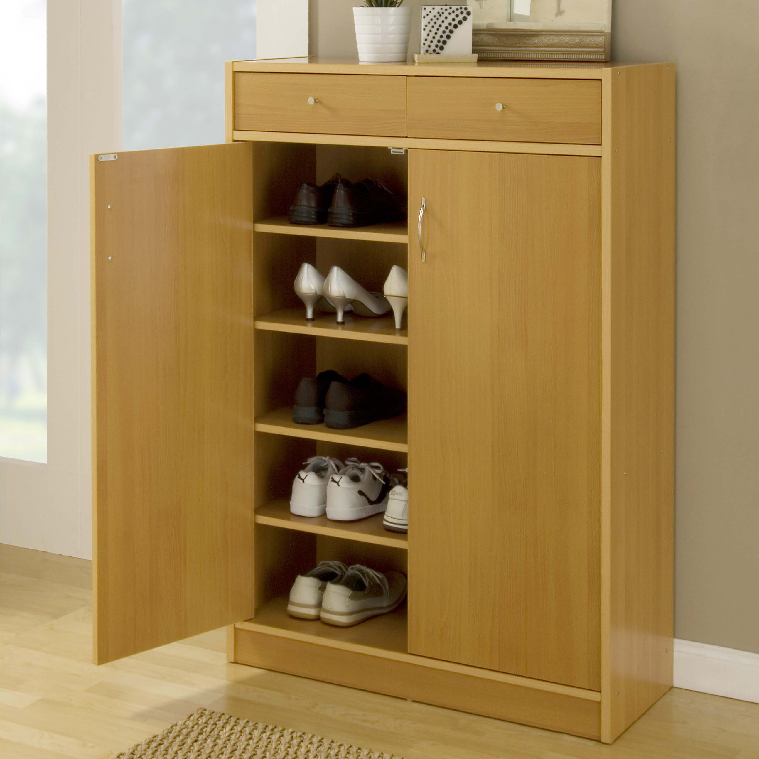 5 Shelf Shoe Cabinet With 2 Drawers ZIPC3051 