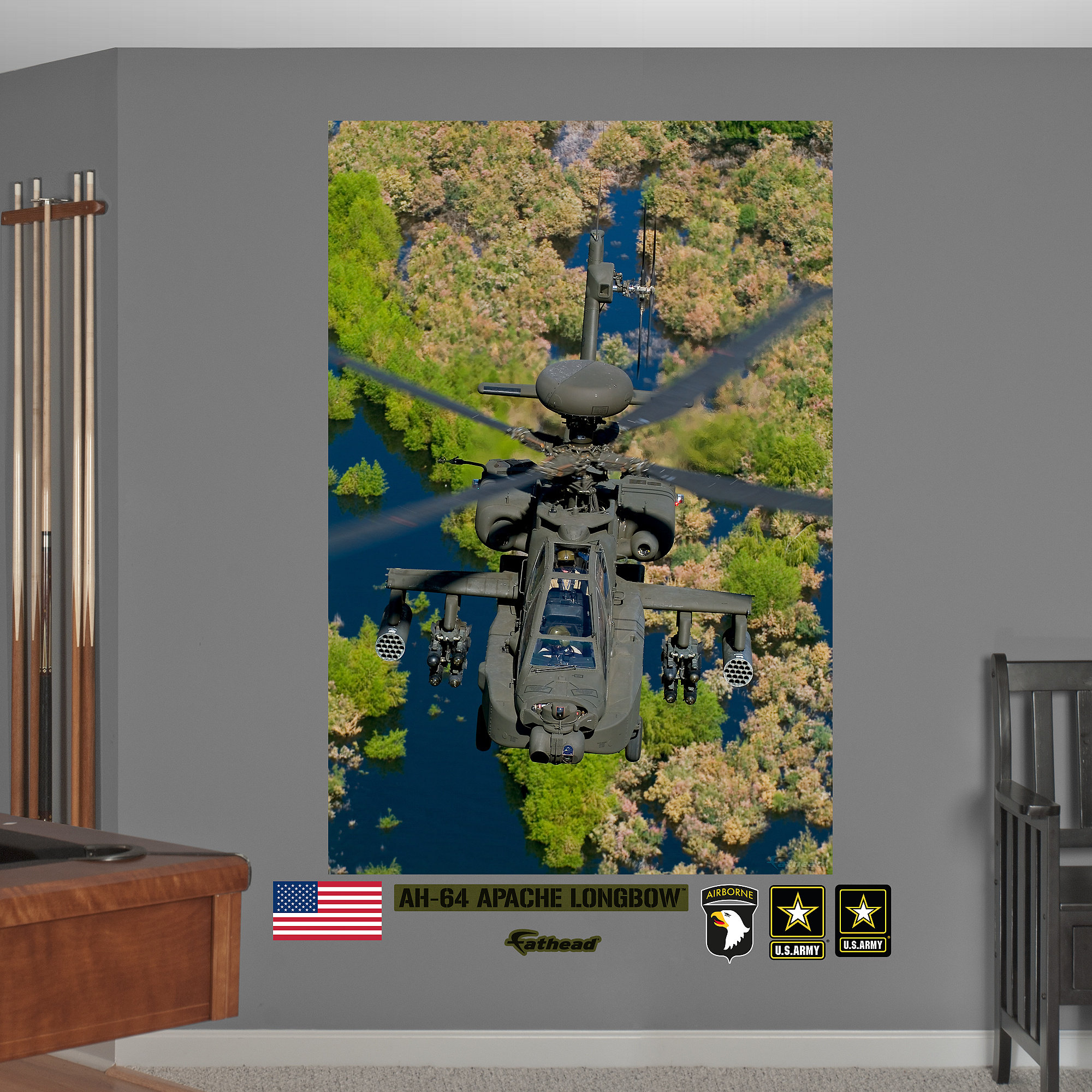 fathead united states army ah 64 apache peel and stick fathead united states army ah 64 apache peel and stick