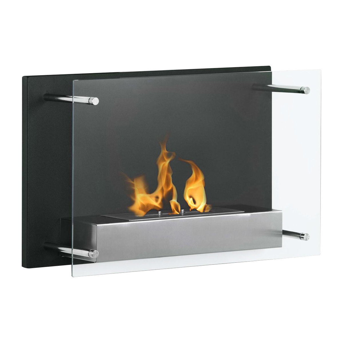 Fireplace wall mounted ethanol ventless flame moda fireplaces pro bio mount fire milan inch regal glass fuel burning