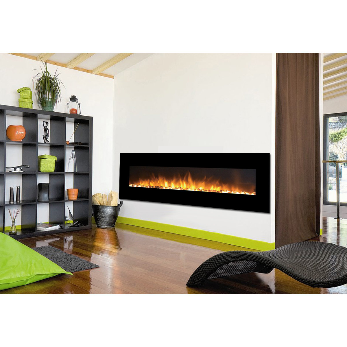 Moda Flame Skyline Pebble Linear Wall Mount Electric Fireplace Wayfair