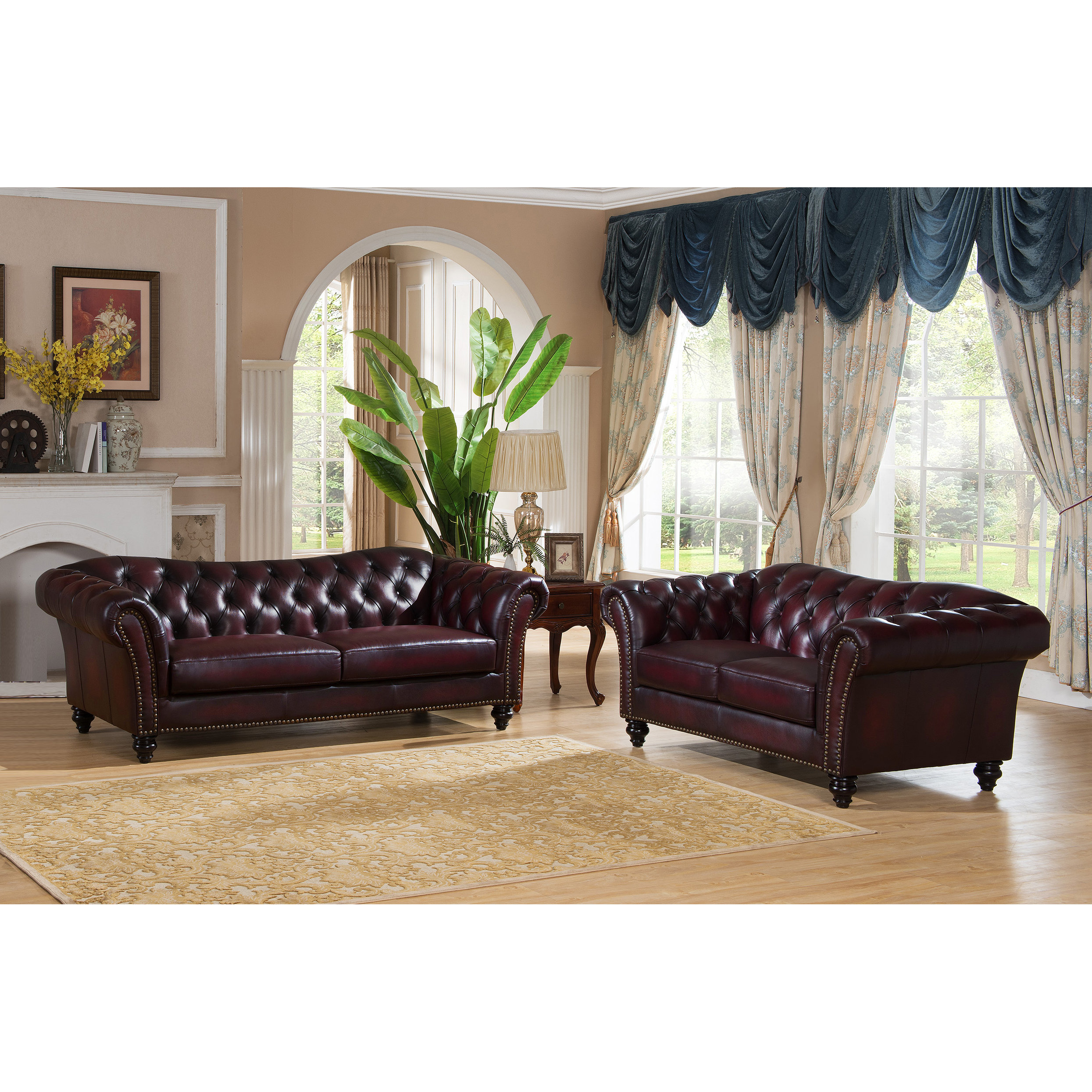 Hyde Line Furniture Canterbury Genuine Leather 2 Seater Loveseat